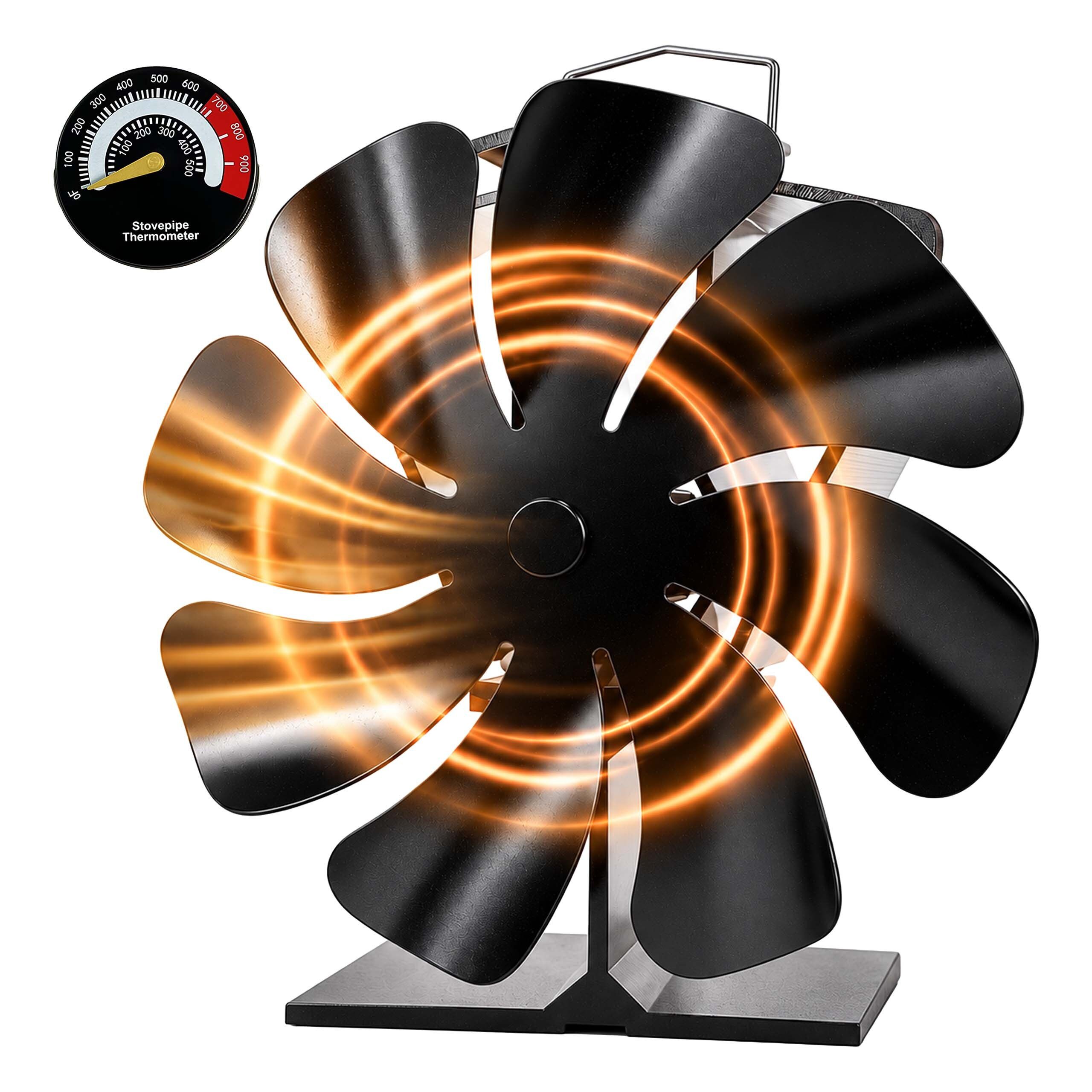relaxdays Kaminventilator mit Thermometer stromlos