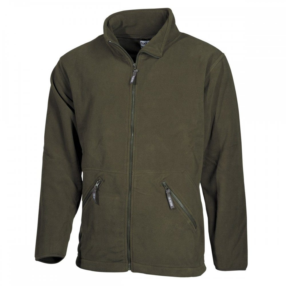 FoxOutdoor Fleecejacke Fleece-Jacke, "Arber", oliv, Full Zip - L Gummizug am Ärmel