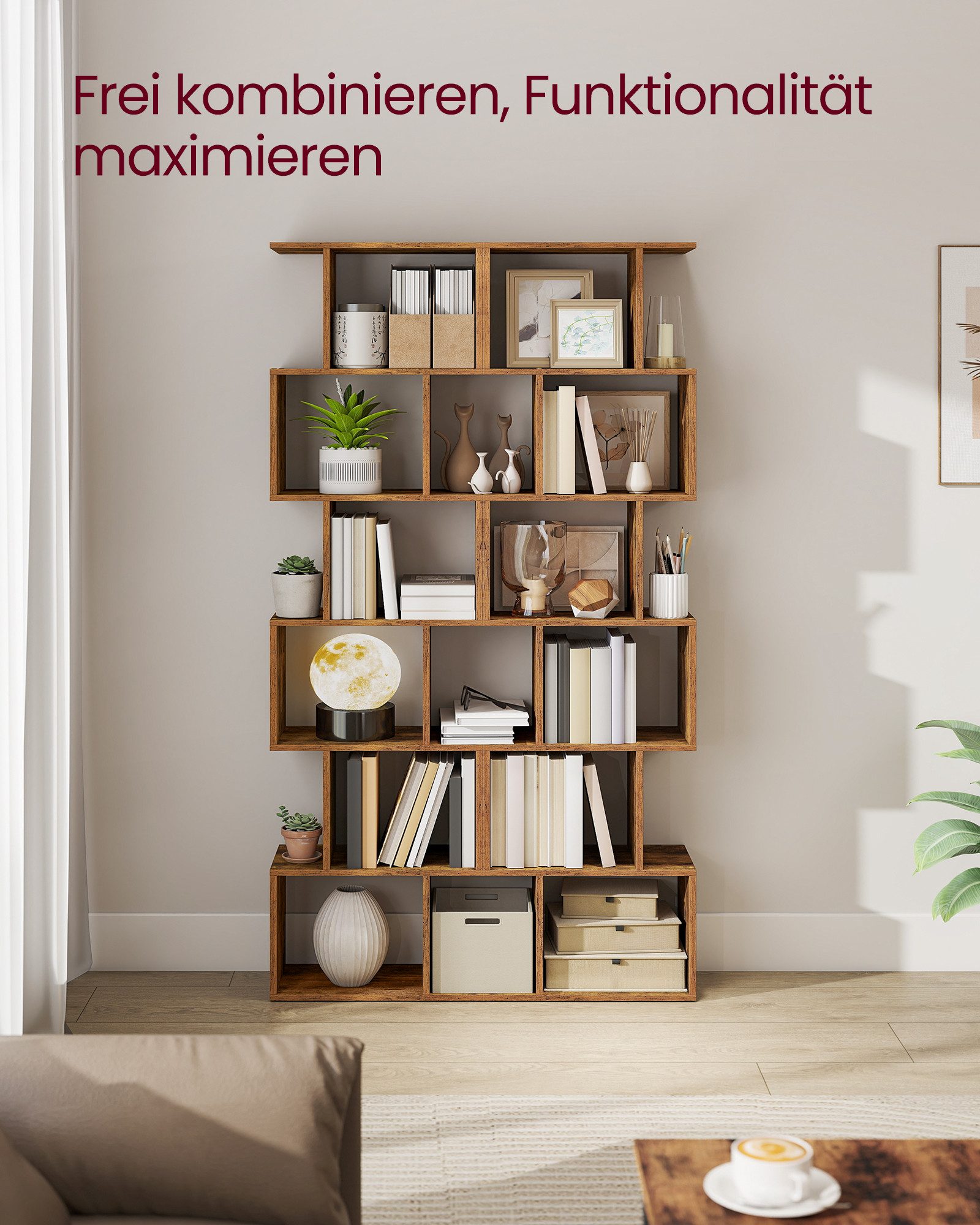 VASAGLE Bücherregal Standregal mit 5 Ebenen, 24 x 40 x 191 cm, Wohnzimmer Schlafzimmer, freistehend, modern, Regal – Bild 4 von 5
