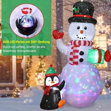 Elegear Weihnachtsmann 1.8M Schneemann, Weihnachtsfigur Aufblastbare für Weihnachten Deko (1 St), Weihnachten Deko Figuren, Weihnachtsdeko für Garten mit rotierende LED