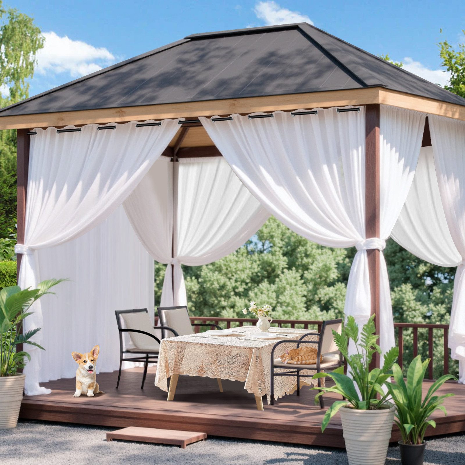 Jibenhome Outdoorgardine Verdunkelungsgardine Ösen Vorhang Wetterfest& UV-S günstig online kaufen