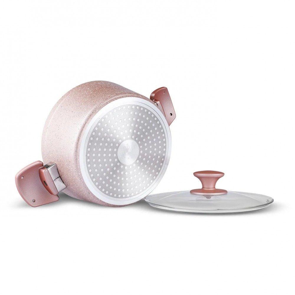 Karaca Topf-Set Biogranit Topf & Pfannenset 7-teilig Induktiongeeignet Roségold, Biogranit, Gleichmäßige Wärmeverteilung – Bild 4 von 5