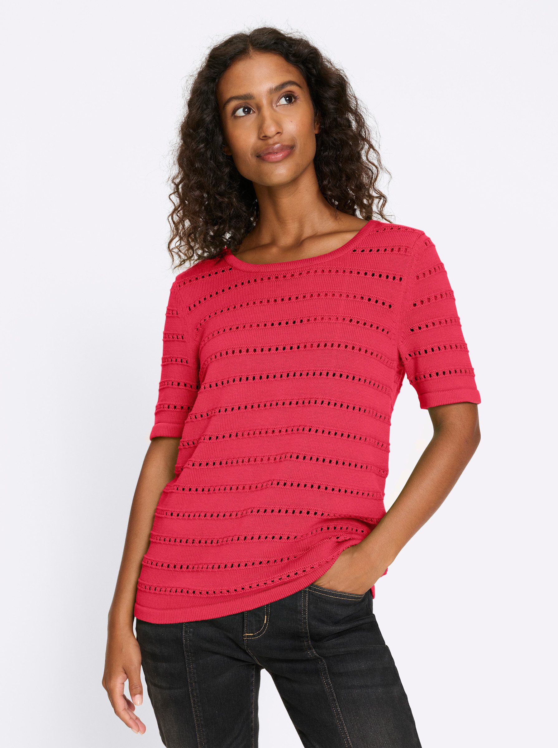 heine Strickpullover Ajour-Pullover Kurzarm Ajour günstig online kaufen