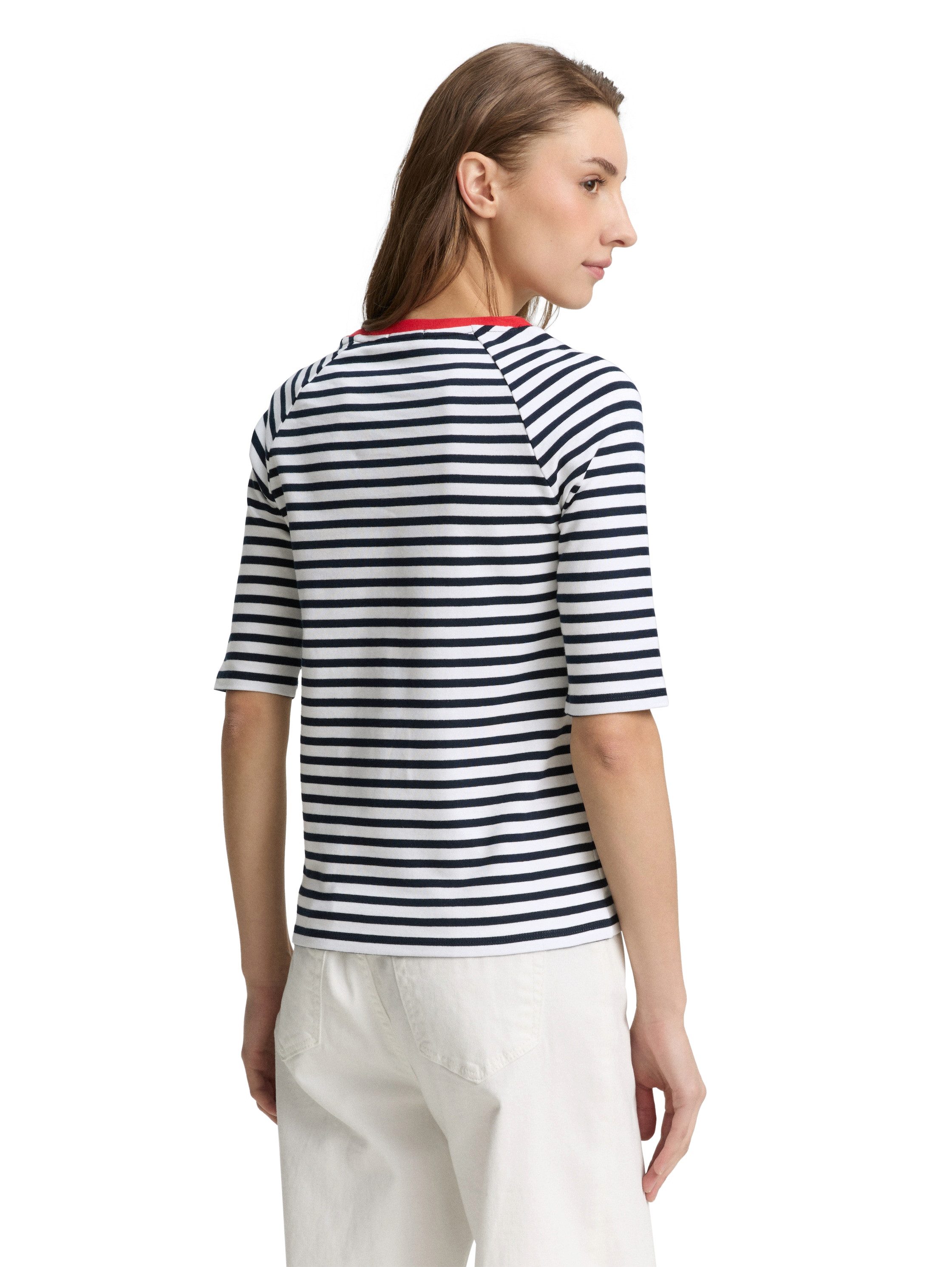 TOM TAILOR Denim Rundhalsshirt mit Streifen-Muster günstig online kaufen
