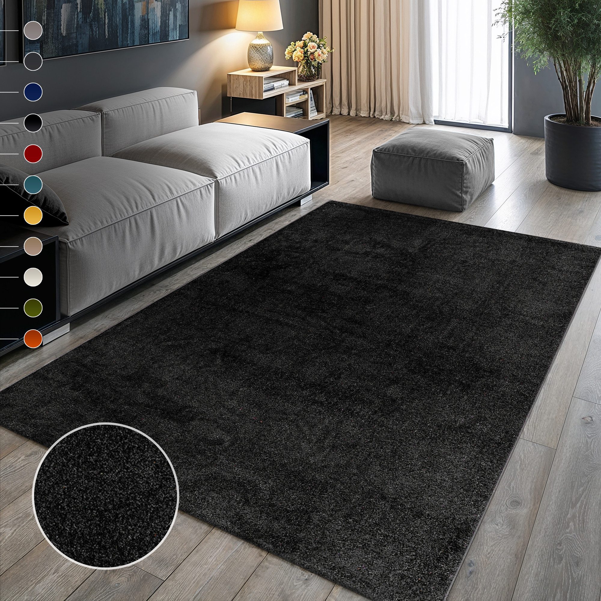 Sanat Teppich UNI, auch als Läufer und Rund, rechteckig, Höhe: 13 mm, robuster Kurzflorteppich, große Farbauswahl, Wohnzimmer, alle Räume