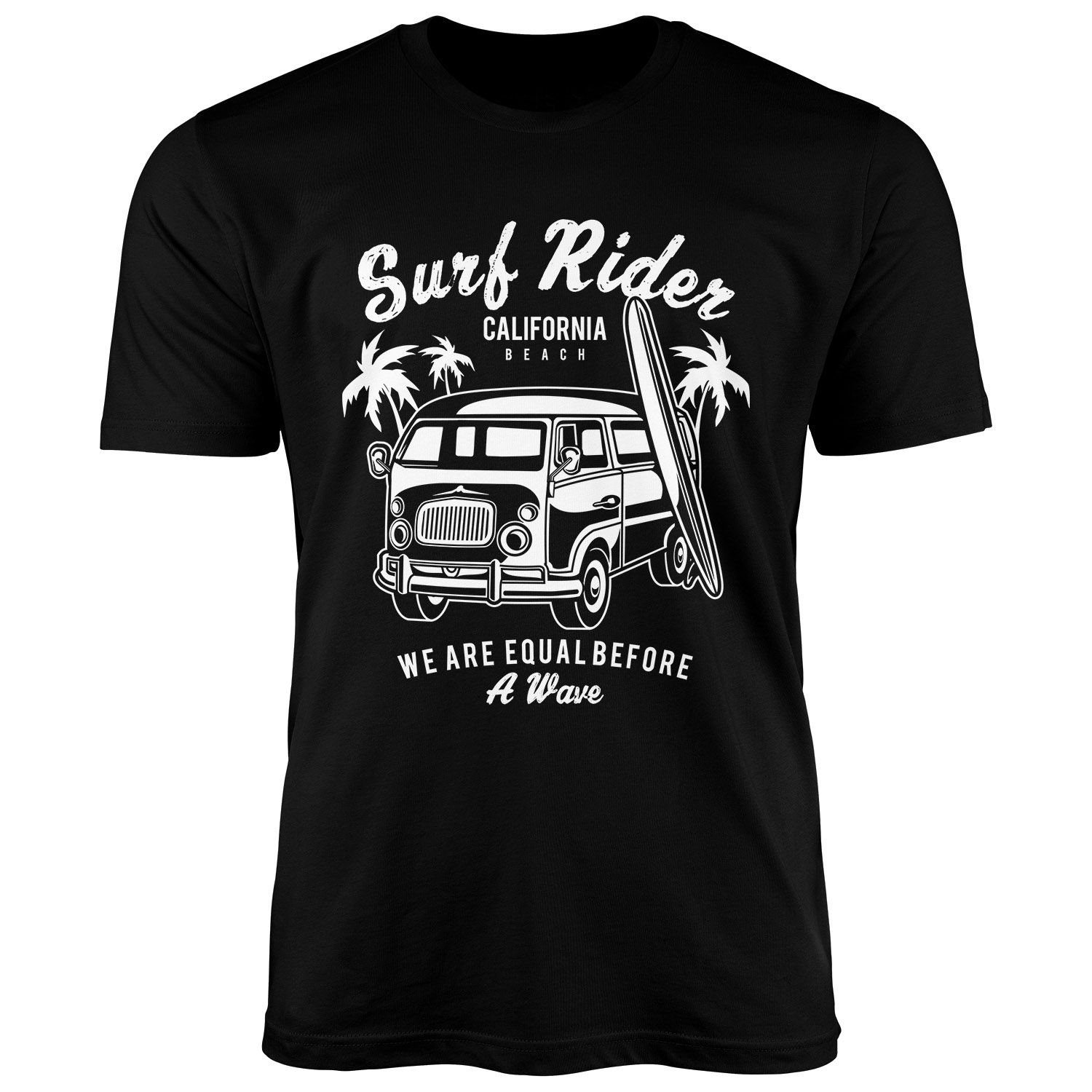 Neverless Print-Shirt Herren T-Shirt Bus Surfing Retro Slim Fit mit Print