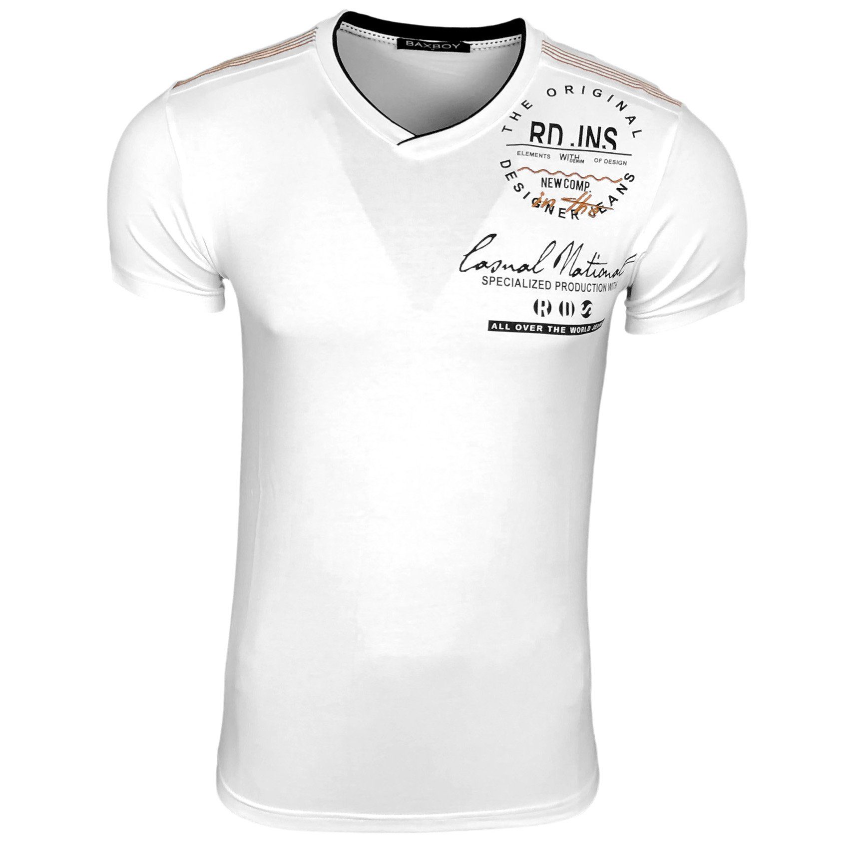 Baxboy T-Shirt Rundhals Vintage Kurzarm T-Shirt günstig online kaufen