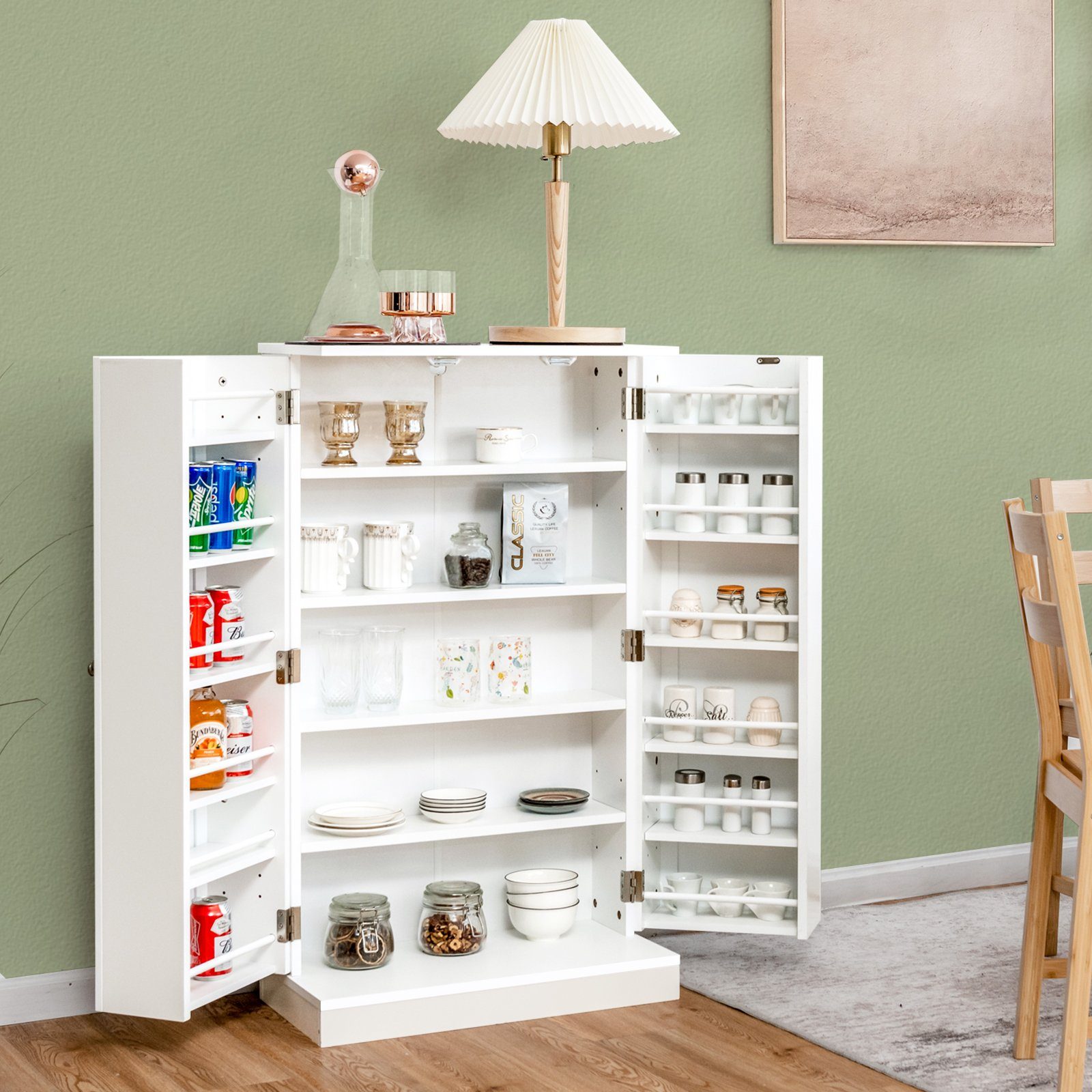 COSTWAY Mehrzweckschrank Küchenschrank mit 6 verstellbaren Einlegeböden günstig online kaufen