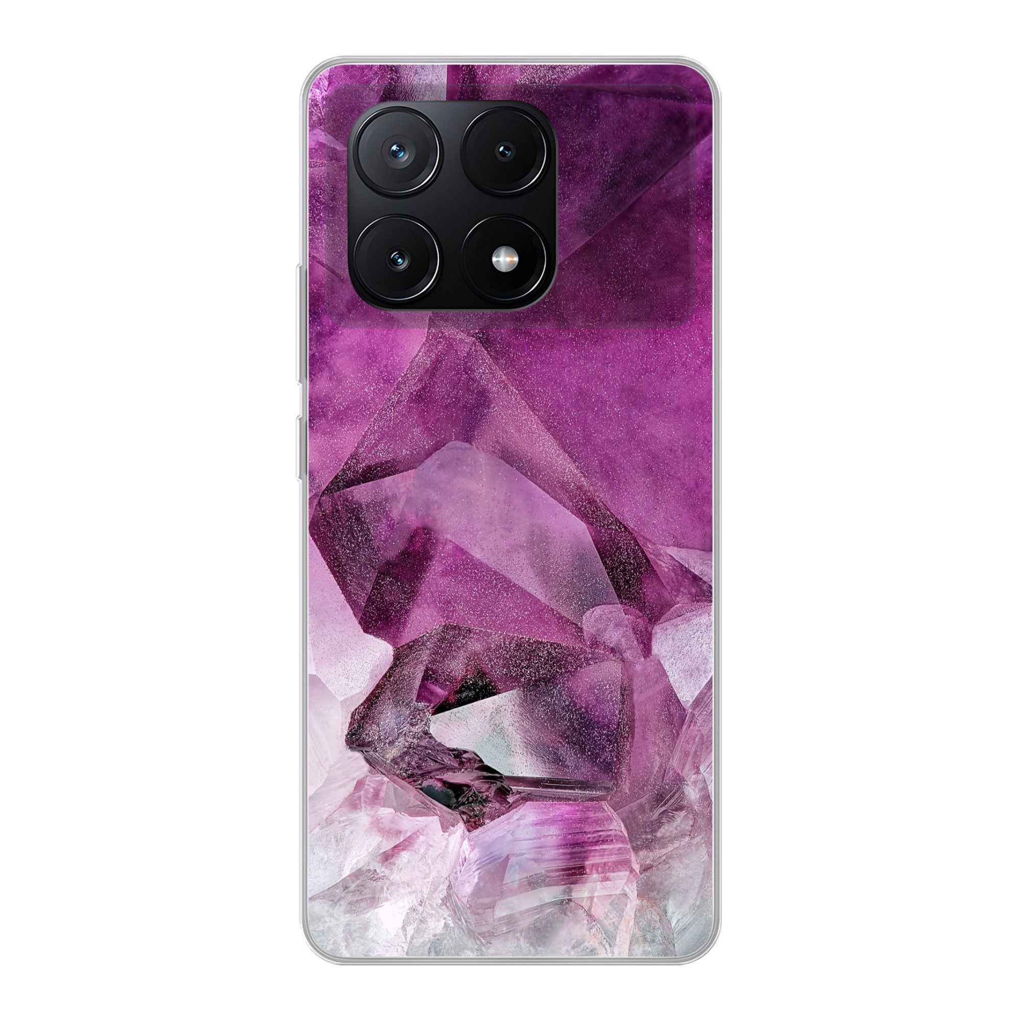 MuchoWow Handyhülle für Xiaomi Poco X6 Pro Naturstein - Lila - Luxus, Handy Case, Silikon, Bumper Case Dünn