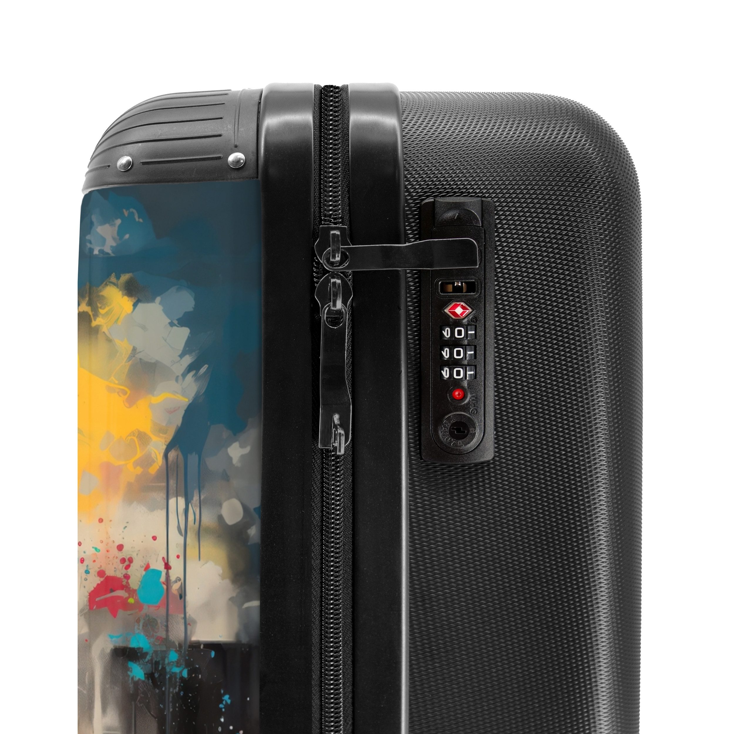 NoBoringSuitcases.com© Hartschalen-Trolley Mädchen mit Luftballon im Graffiti-Stil 55x35x20cm, Reisetasche mit Rollen, Koffer Handgepäck Flugzeug – Bild 5 von 5