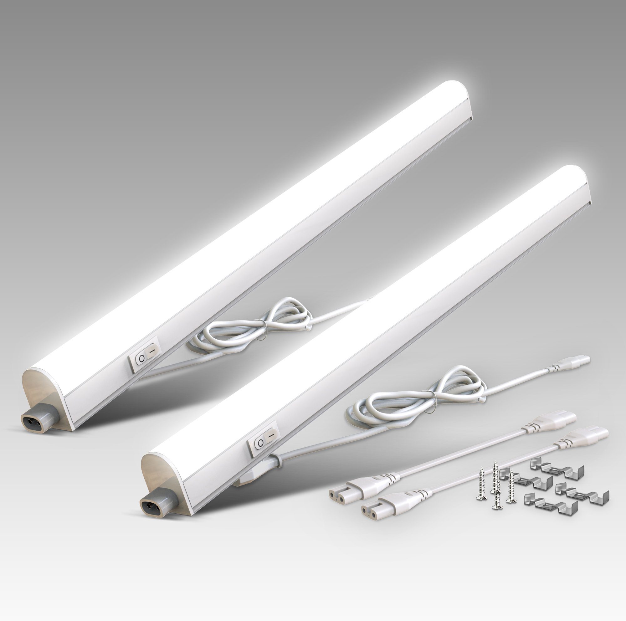 B.K.Licht Unterschrankleuchte BK_UL1512 Unterbauleuchte, 2er Set, 57.3 cm, Neutralweißes Licht, LED fest integriert, Neutralweiß, Lichtleiste, 8W, 700Lm, 4.000K, erweiterbar durch Stecksystem | Unterbauleuchten