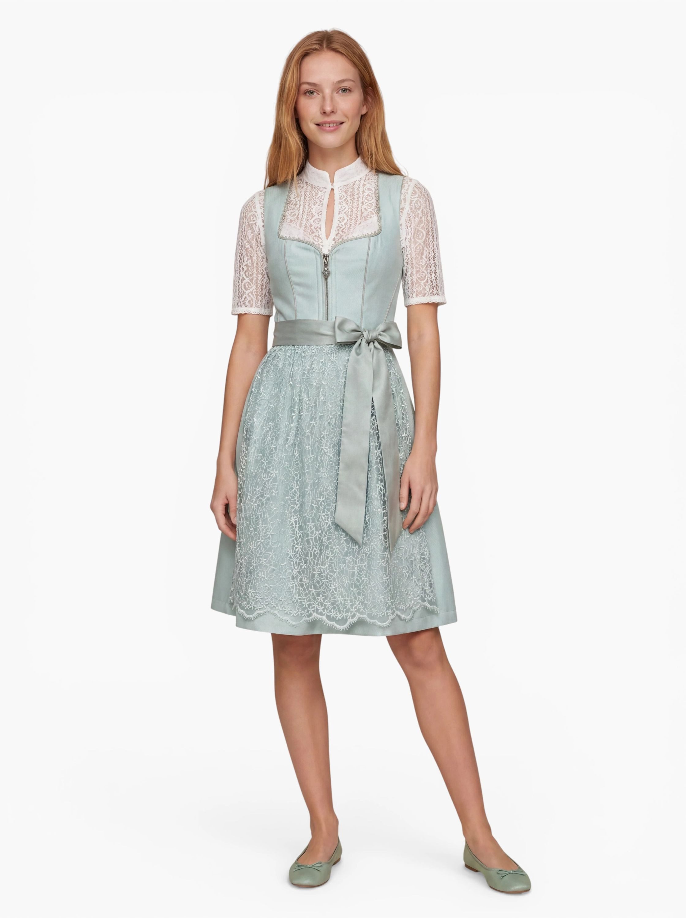 Nübler Dirndl Minidirndl Klara in Salbei - Rocklänge 60 cm