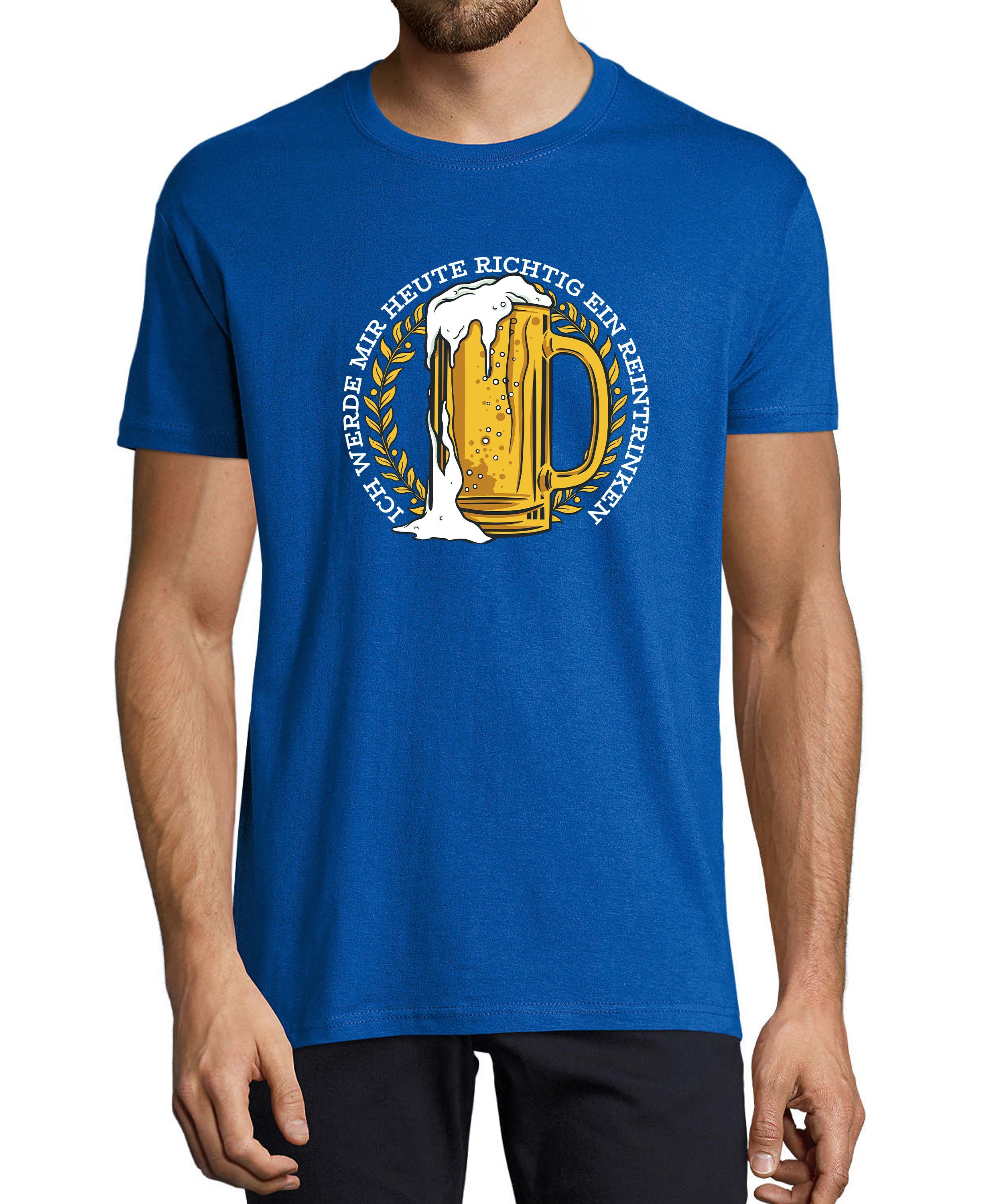 MyDesign24 T-Shirt Herren Fun Print mit Mass royal Oktoberfest - Regular Baumwollshirt i311 Shirt Aufdruck Fit, Trinkshirt Spruch Bier mit blau