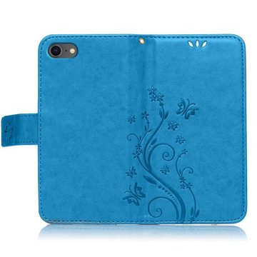 Numerva Handyhülle Bookstyle Flower für Apple iPhone 8, Handy Tasche Schutzhülle Klapphülle Flip Cover mit Blumenmuster