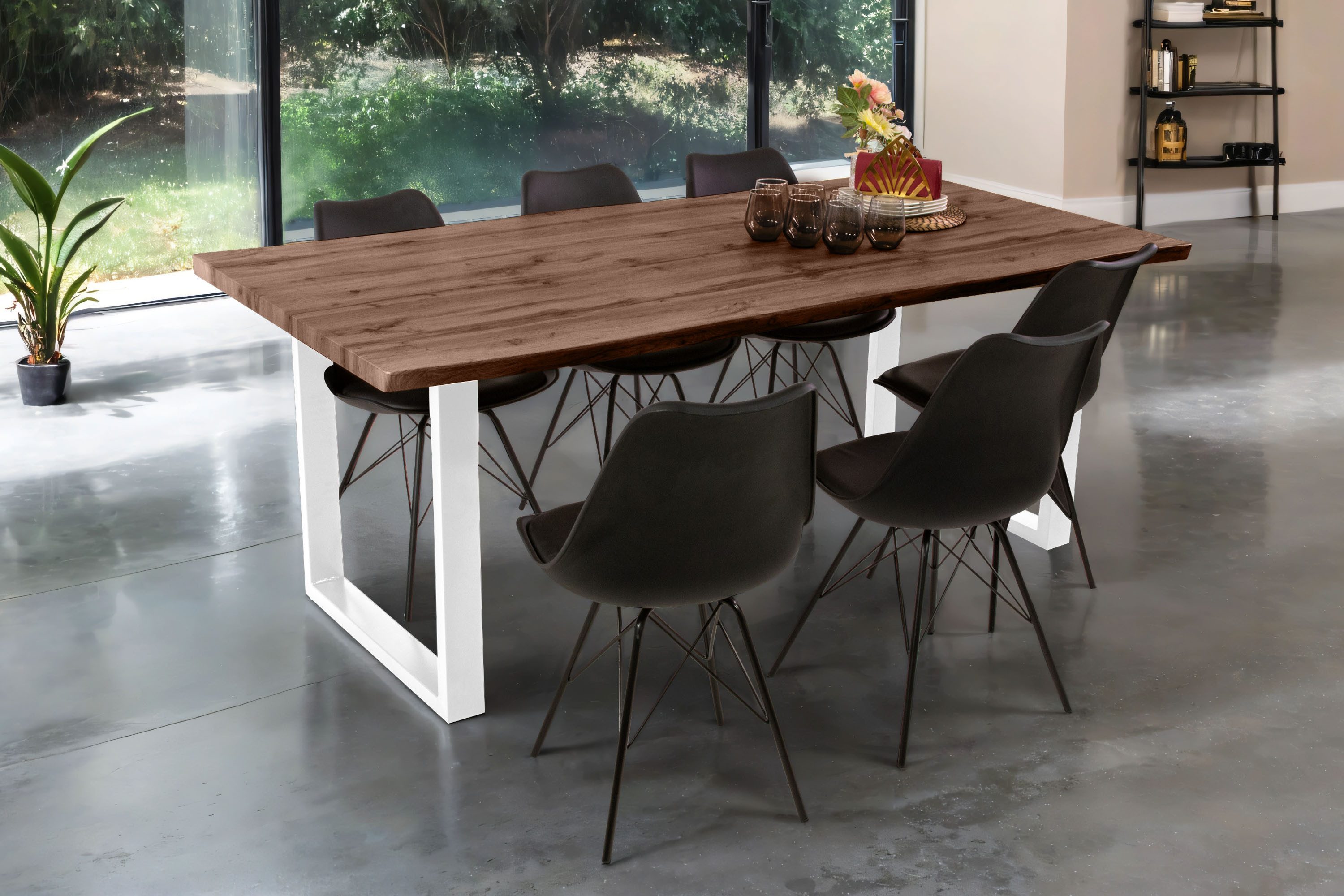 Loreno® Esstisch Josy, Nussbaumholz, Baumkante, MDF-Platte, günstig online kaufen