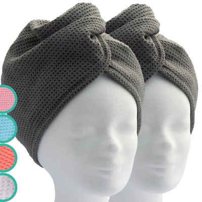 ELEXACARE Turban-Handtuch Haarturban mit Knopf, Mikrofaser (2-St), Turbanhandtuch mit Knopf und Schlaufe