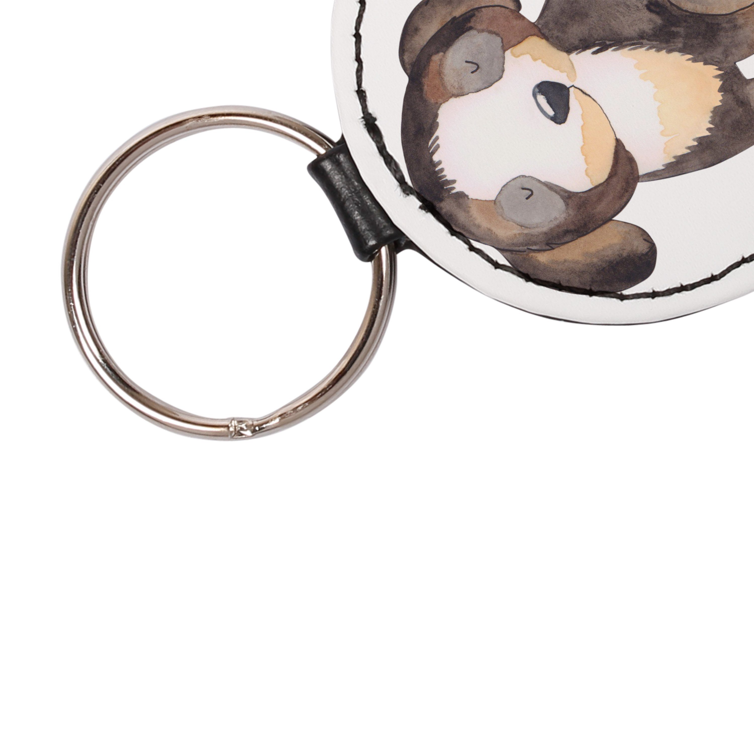 Mr. & Mrs. Panda - Schlüsselanhänger (1-tlg) entspannt Schlüsselanhänger, Hund Weiß Hunde flauschig, - Geschenk