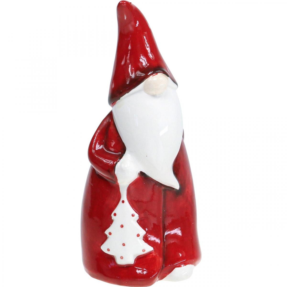 Weihnachtsmann Weihnachtsmann Figur Nikolaus Keramik Rot Weiß H20cm Deko XMAS Santa