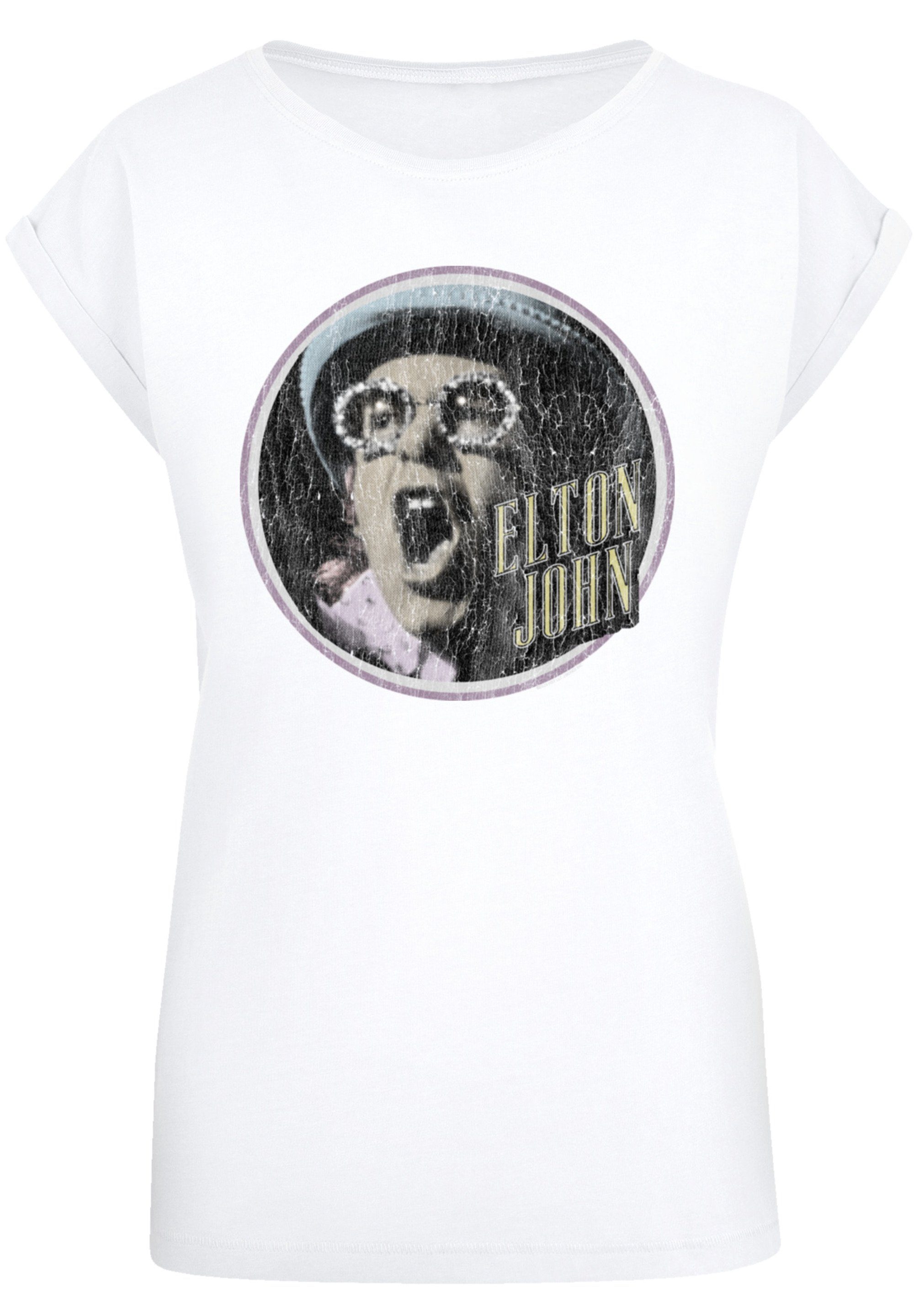 F4NT4STIC T-Shirt Elton John Premium Qualität Circle weiß Vintage