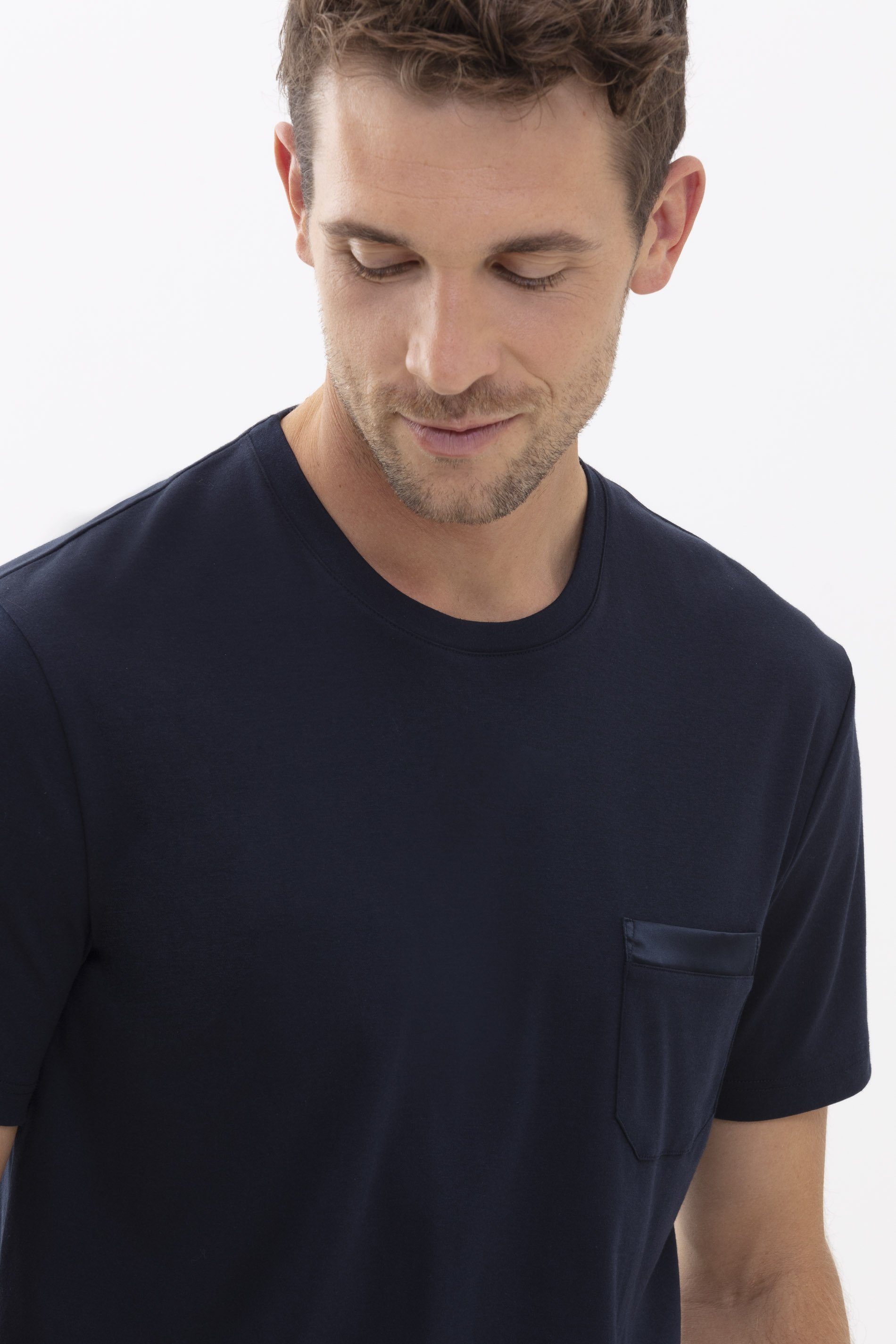 Mey Pyjamaoberteil Mey Herren T-Shirt Serie Aarhus Uni T-Shirt (1-tlg) Basic Shirt, zeitloses Design, Baumwoll-Mix, Rundhals
