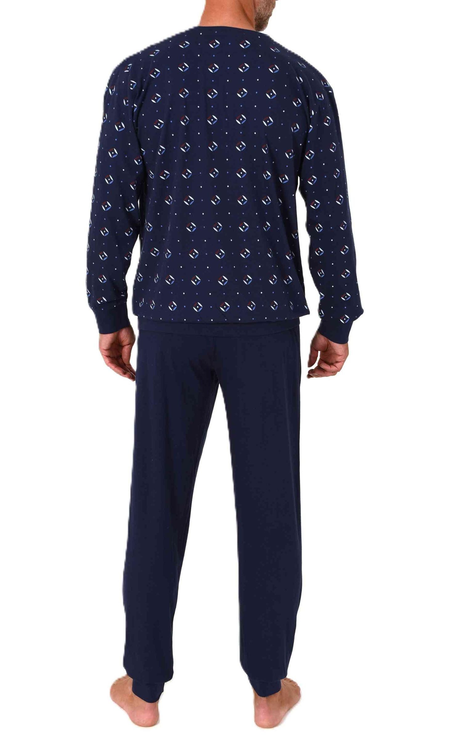 Normann Pyjama Normann Herren Schlafanzug langarm mit Bündchen in zeitloser Optik