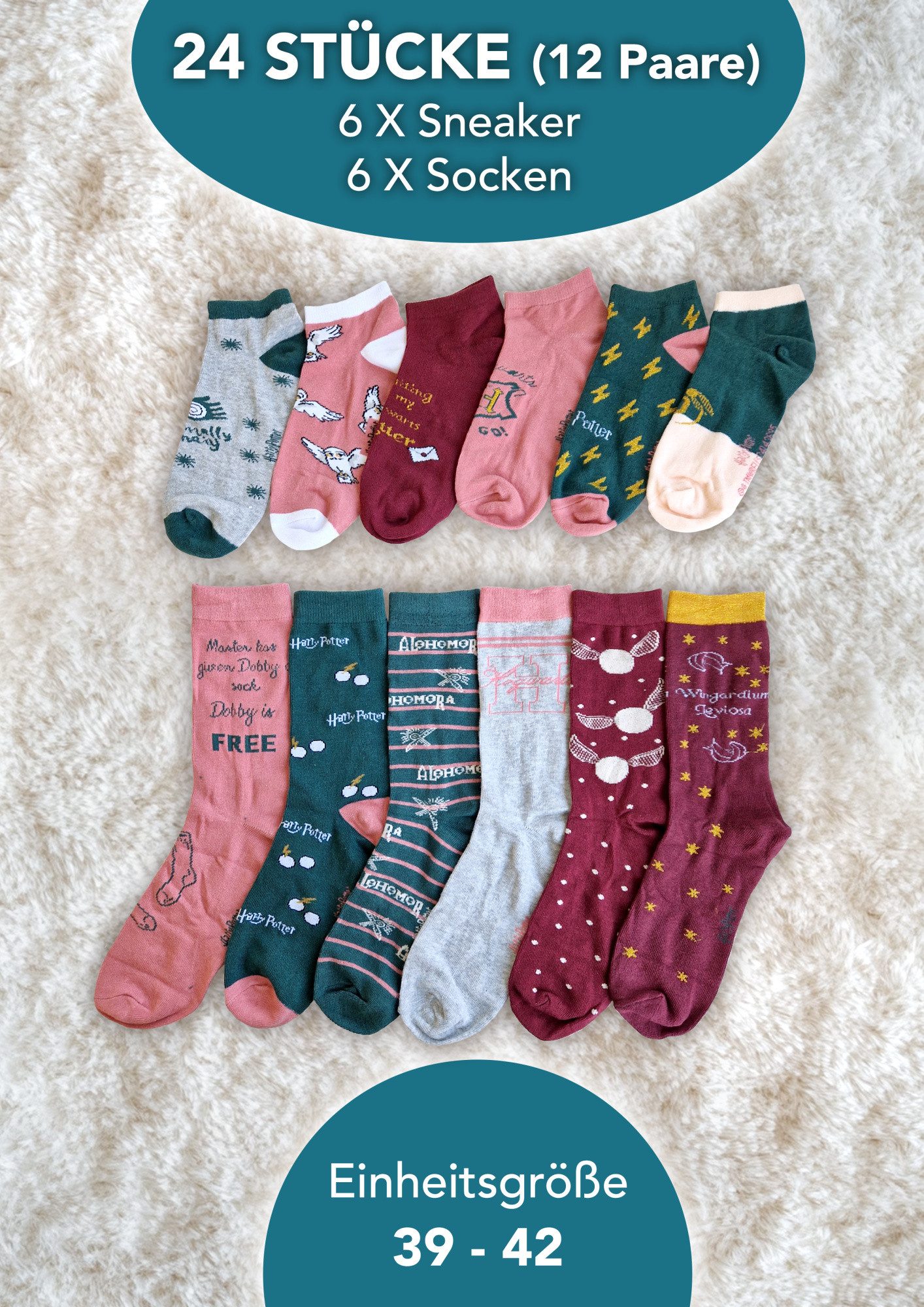 Sockswear Socken HARRY POTTER Socken Adventskalender Klappbox günstig online kaufen