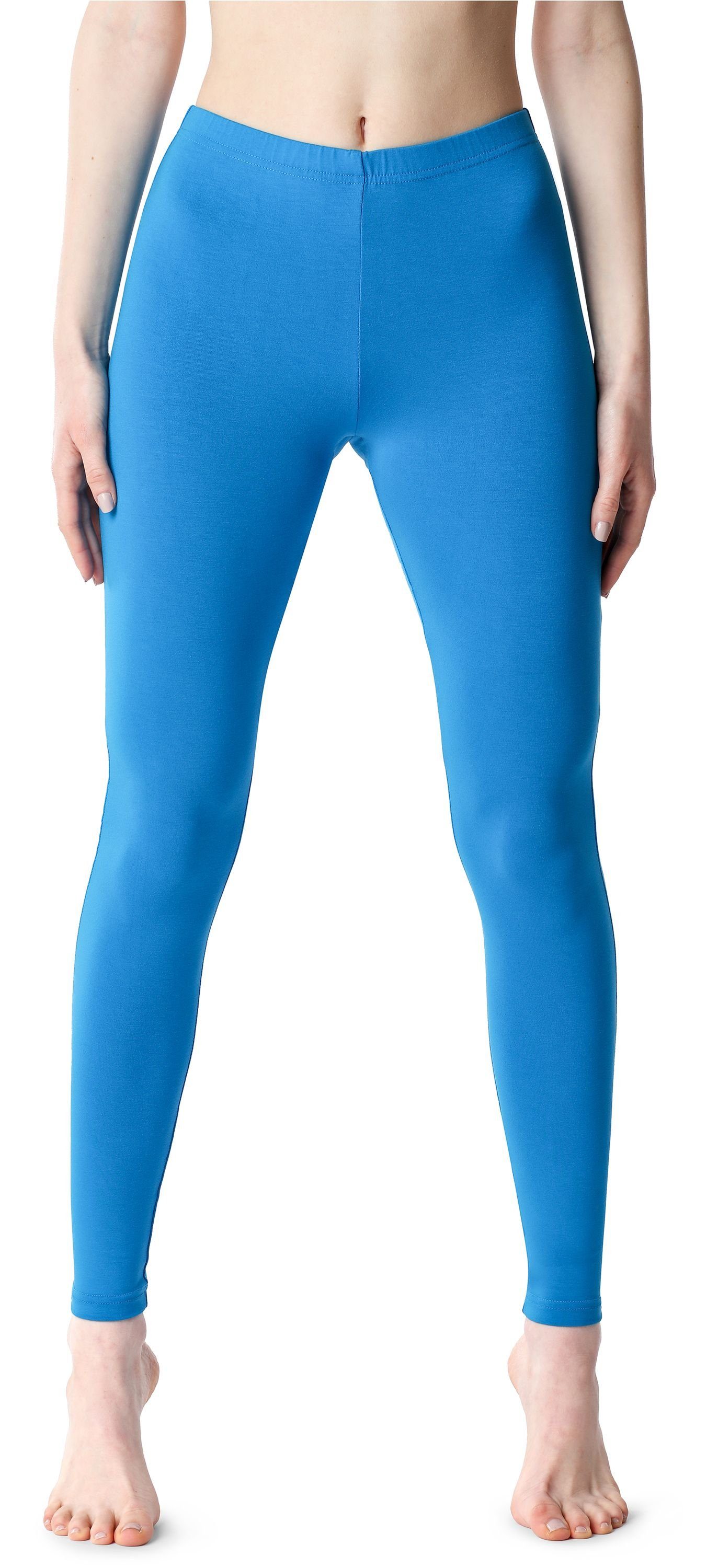 Bellivalini Leggings Damen Lange Bund Blau elastischer BLV50-203 (1-tlg) aus Viskose Leggings