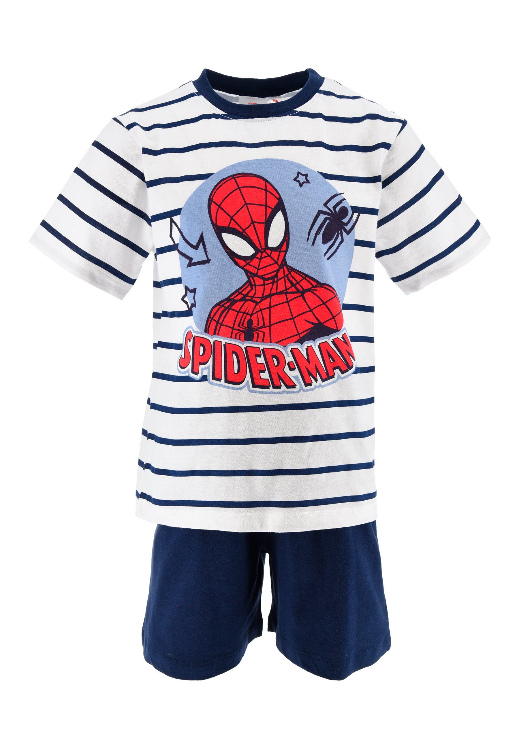 Kinder (2 Schlaf-Set Blau Jungen Spiderman Pyjama tlg) Shorty