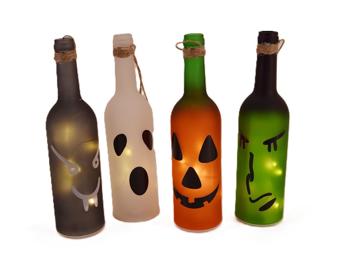 Lensing Dekofigur Lensing Glasflasche Halloween LED 28 cm