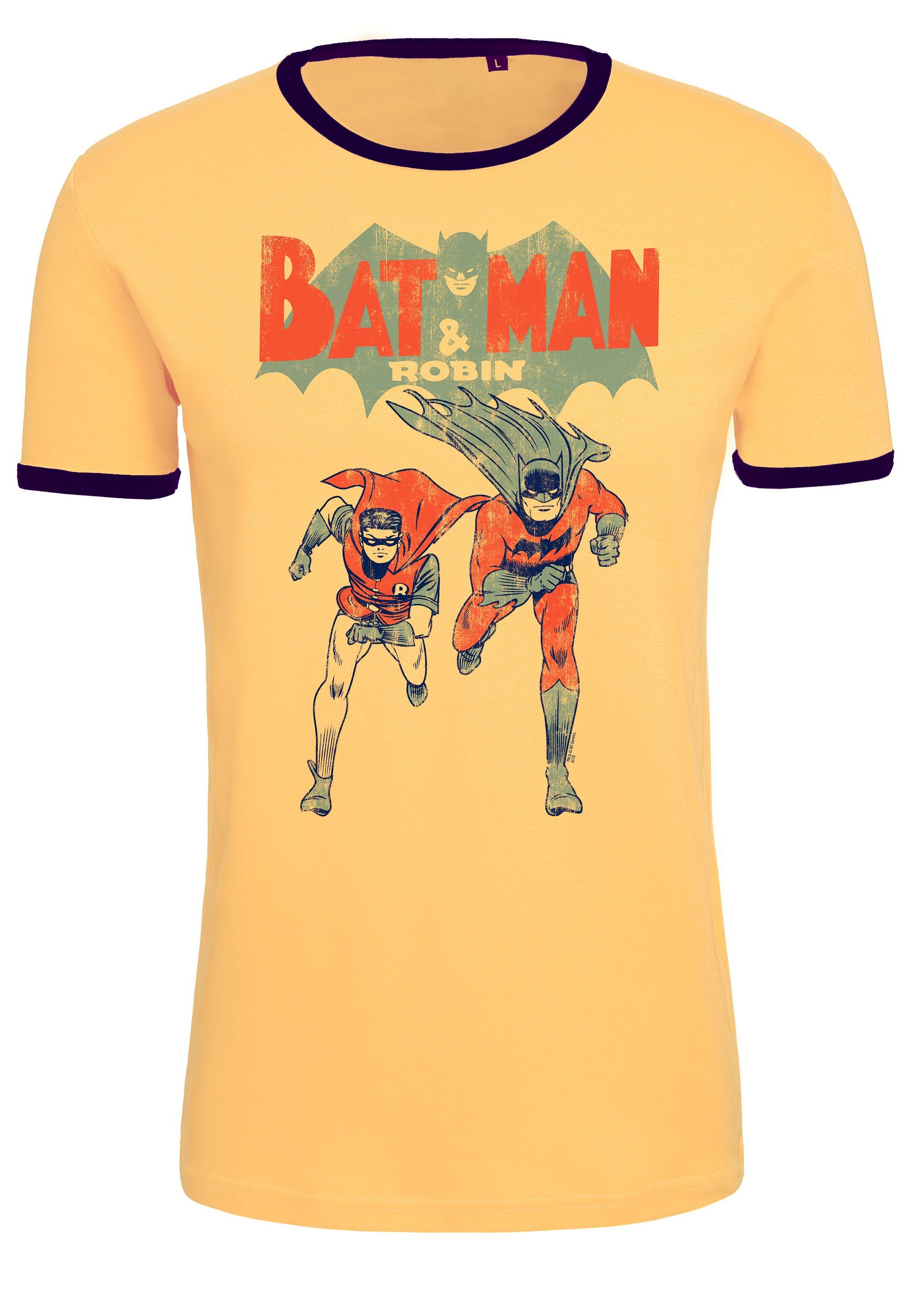trendigem Rundhalsausschnitt Robin Batman mit LOGOSHIRT durch Superhelden-Print, klassischen bequem Besonders & T-Shirt
