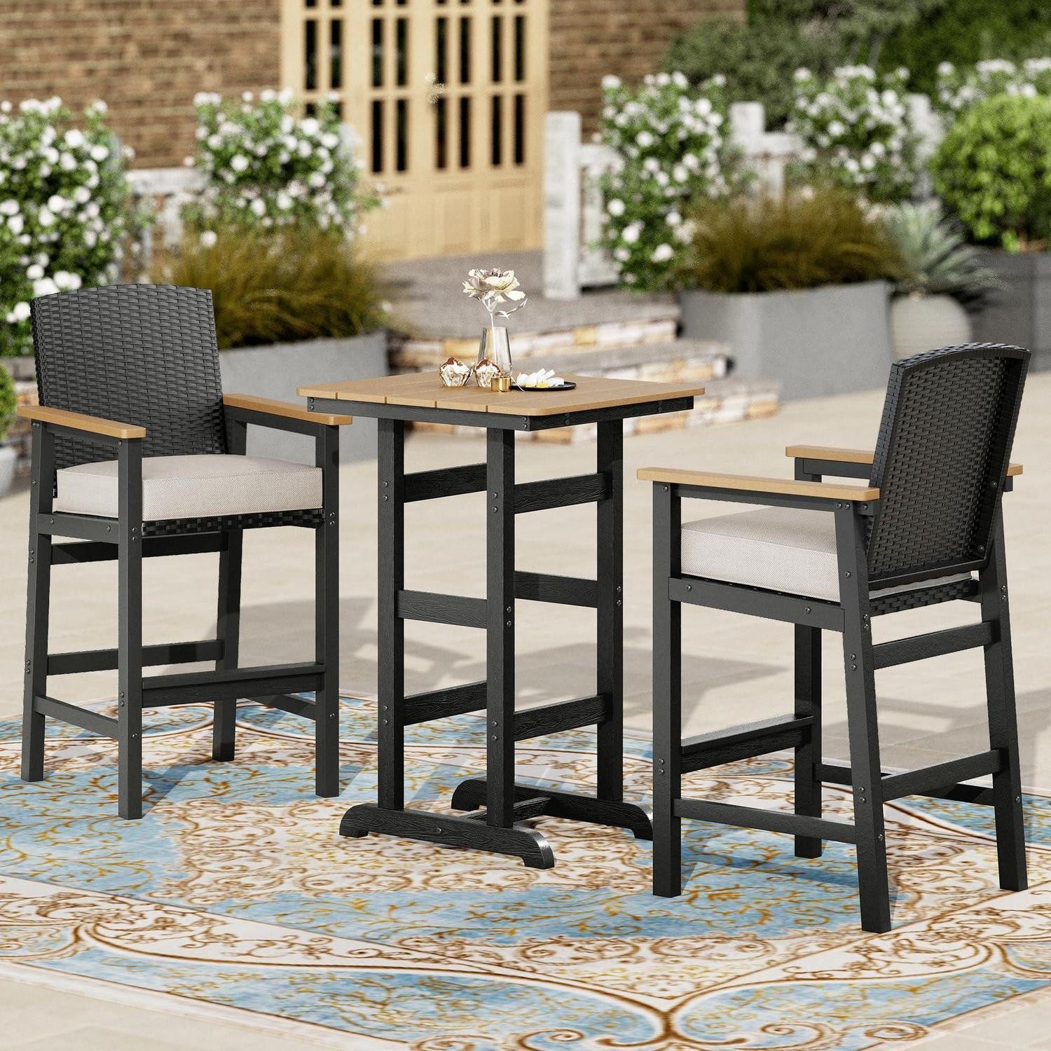 LuxusKollektion Bartisch Bartisch Set mit 2 Barhockern Outdoor (1-St)