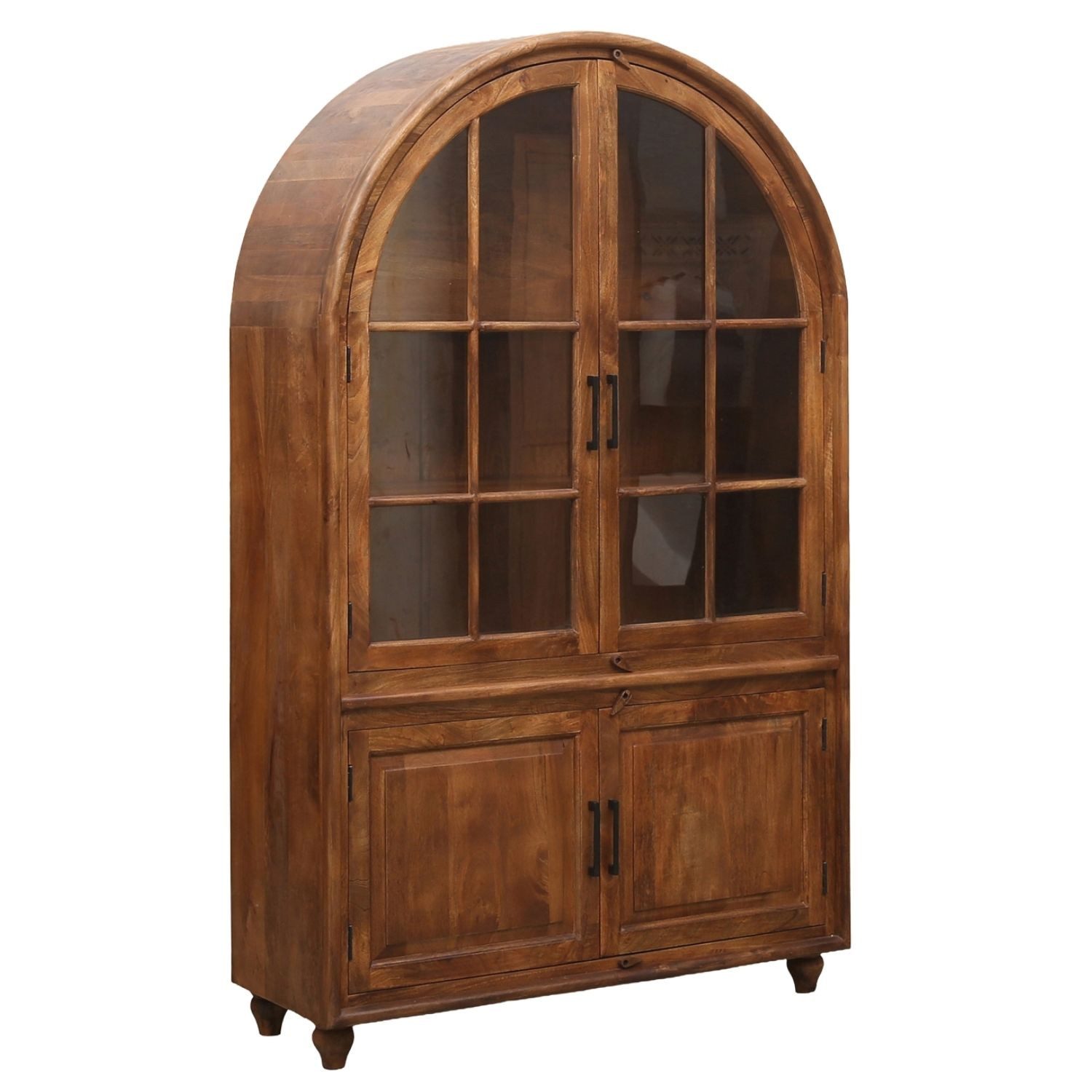 Marrakesch Orient & Mediterran Interior Highboard Highboard Naime handgeschnitzt aus Mangoholz und Glas lackiert 205 cm (1 St), Handarbeit