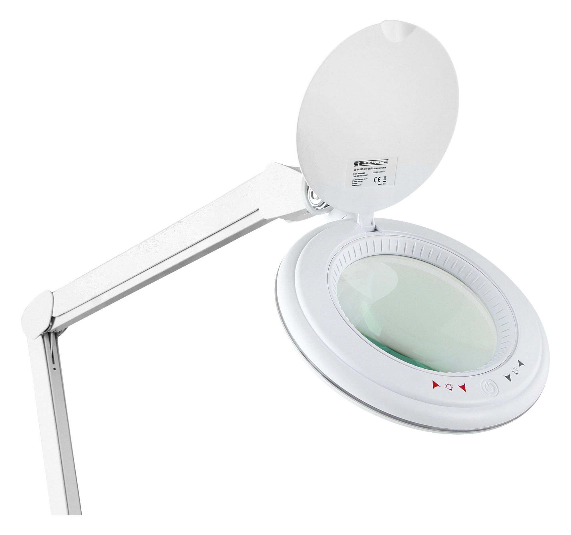 Showlite Lupenlampe LL-6095D-Pro LED Lupenleuchte inkl. Rollenstativ, LED fest integriert, flexibel verstellbar, Helligkeit und Farbtemperatur wählbar