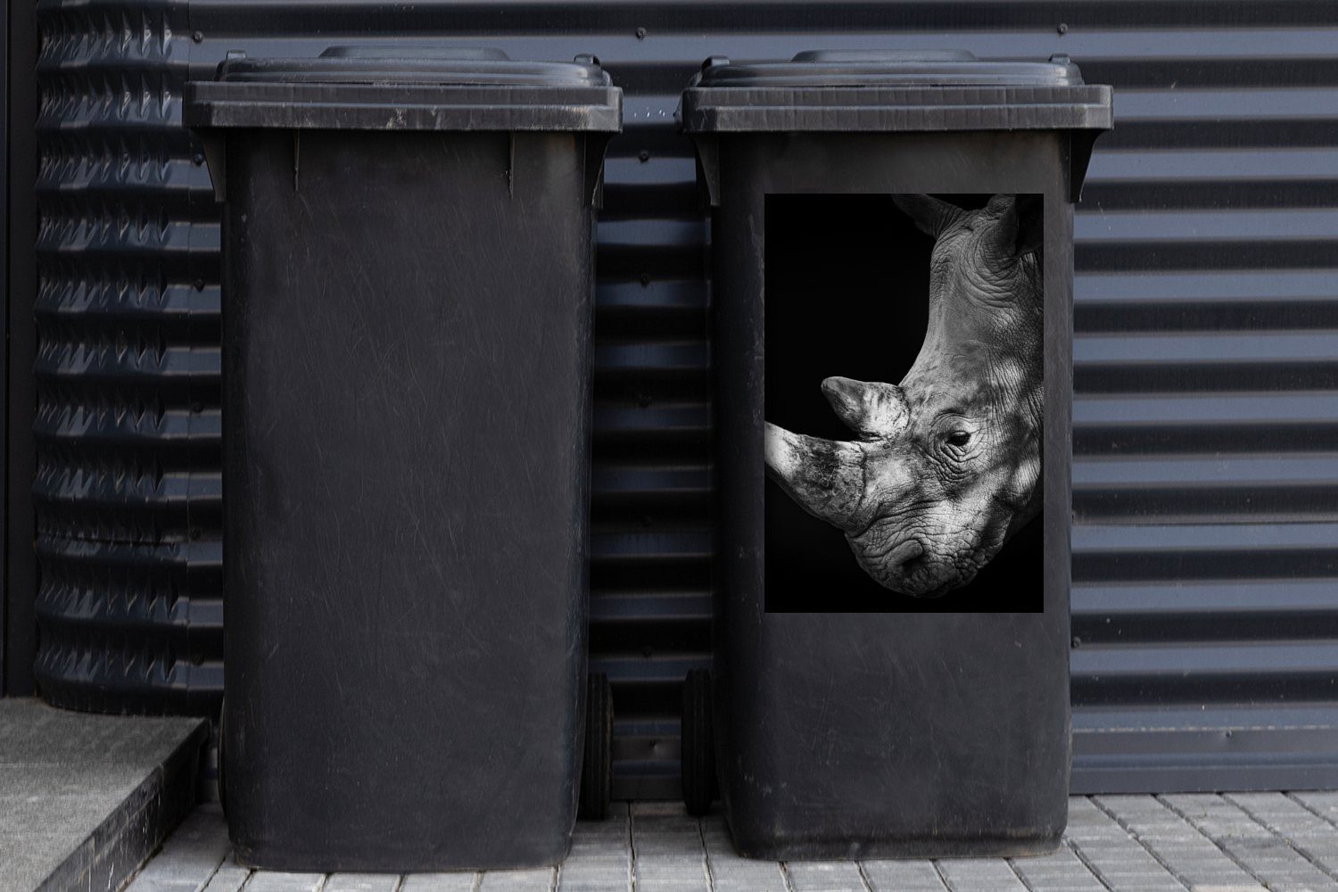 Rhinozeros Mülleimer-aufkleber, - Tier (1 - Wandsticker Container, MuchoWow Abfalbehälter Licht St), Mülltonne, Sticker,