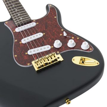 vidaXL Westerngitarre E-Gitarre für Anfänger mit Tasche Schwarz und Gold 4/4 39"