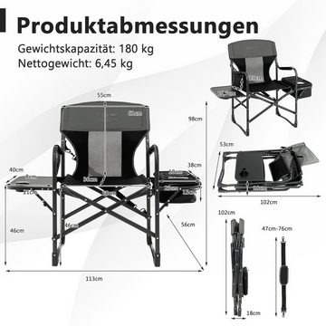 COSTWAY Campingstuhl Faltstuhl, mit Tisch & Kühltasche