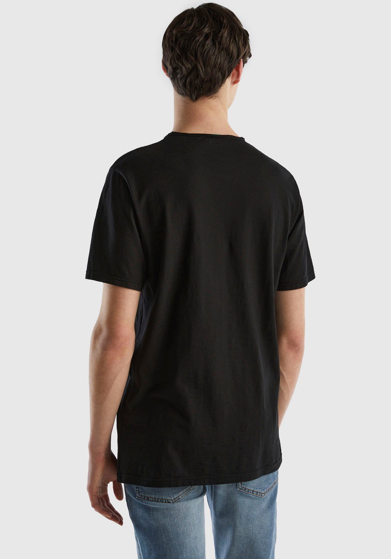 T-Shirt gerader United Colors Benetton Basic-Form of in schwarz