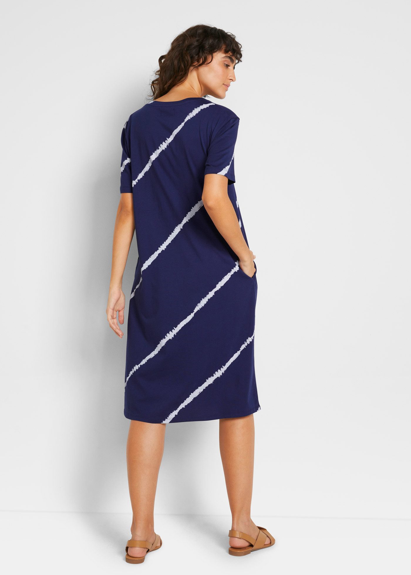 bonprix Jerseykleid für den Alltag, Kurzarm-Design, aus Baumwolle, in A-Lin günstig online kaufen