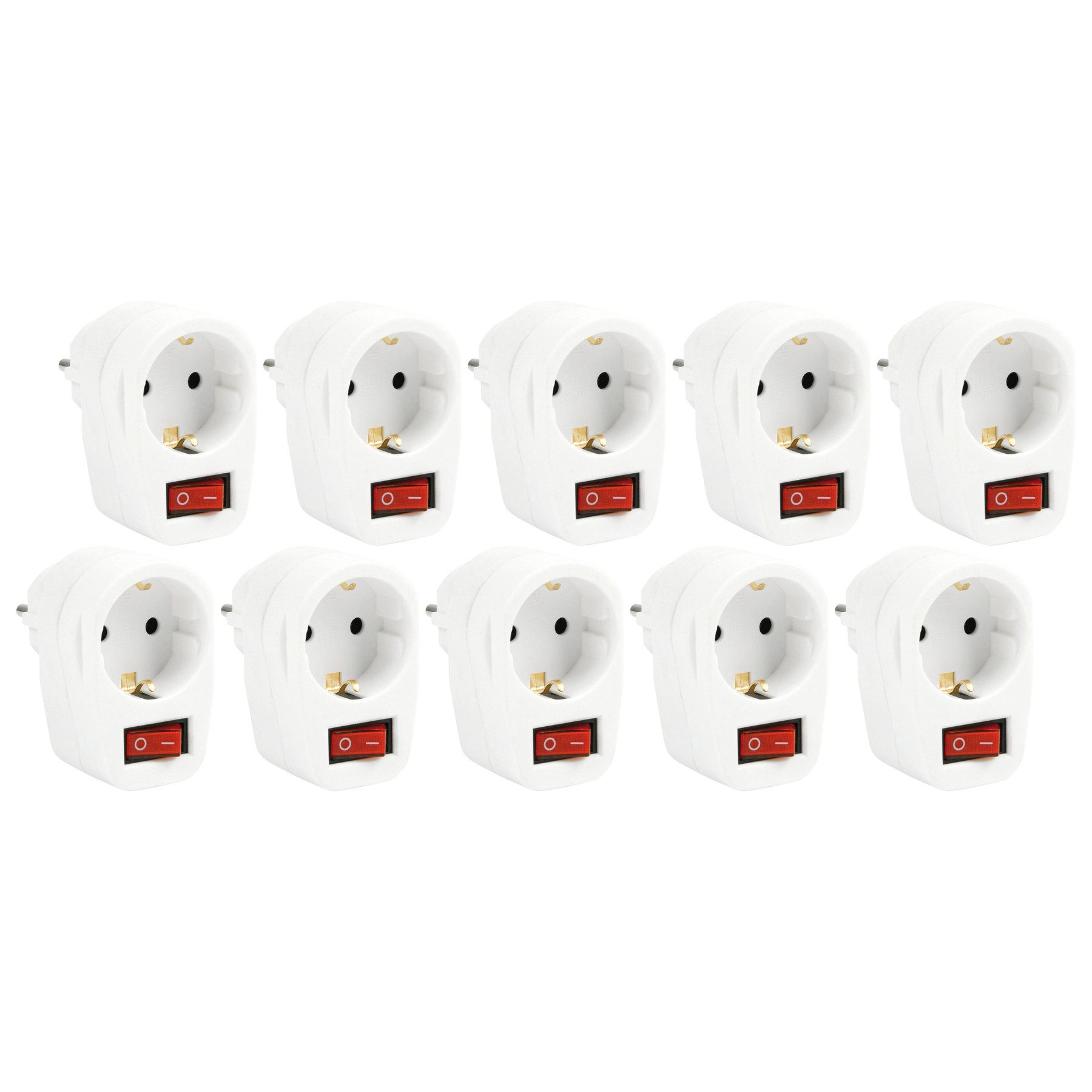 Goobay Steckdosenschalter GOOBAY Schutzkontakt-Zwischensteckdose mit Schalter, 16 A, weiß, 10