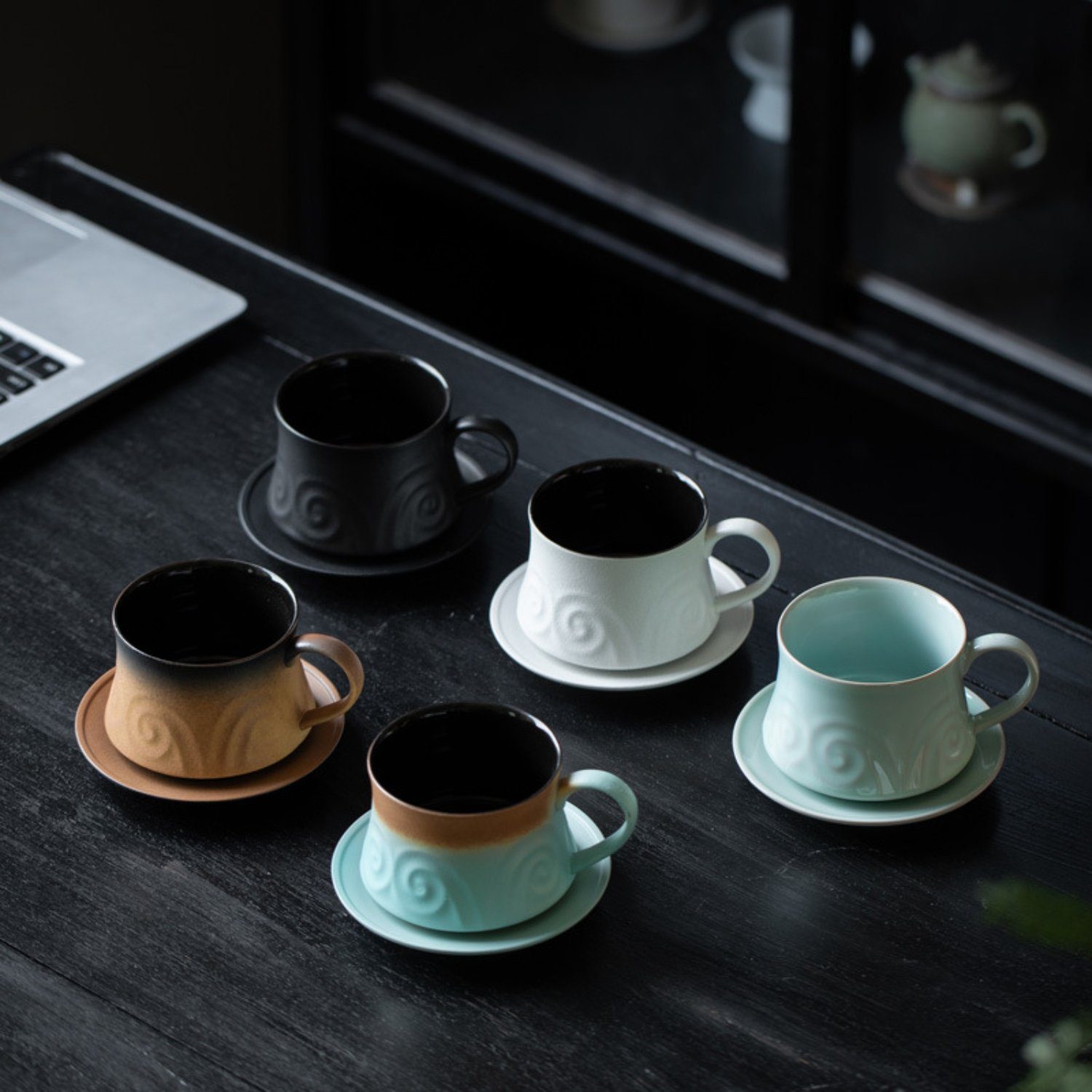 Steingut, Vintage Tasse, Kaffeetasse Porzellan, HOMEIDEAS aus Grün Tasse Keramik,