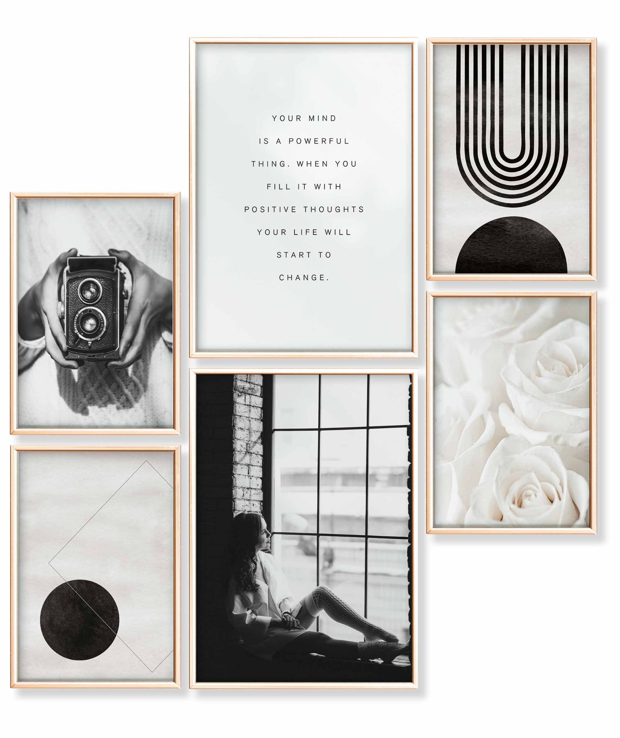 Poster Set als Wohnzimmer Deko, Bilder DINA3 & DINA4, Rosen Abstrakt Modern