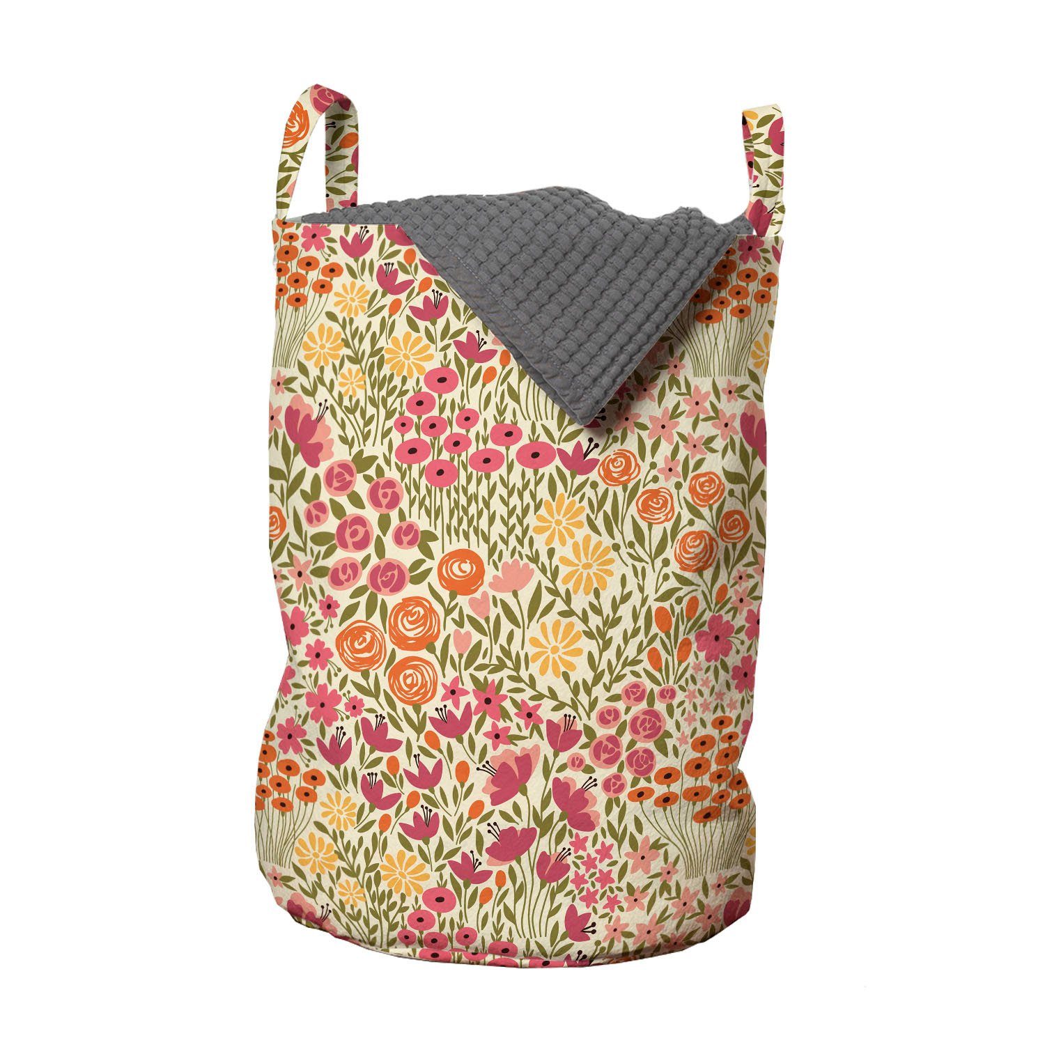 Meadow Wäschekorb mit Kordelzugverschluss Rosa Spring Wäschesäckchen für Blumen Griffen Abakuhaus Waschsalons,
