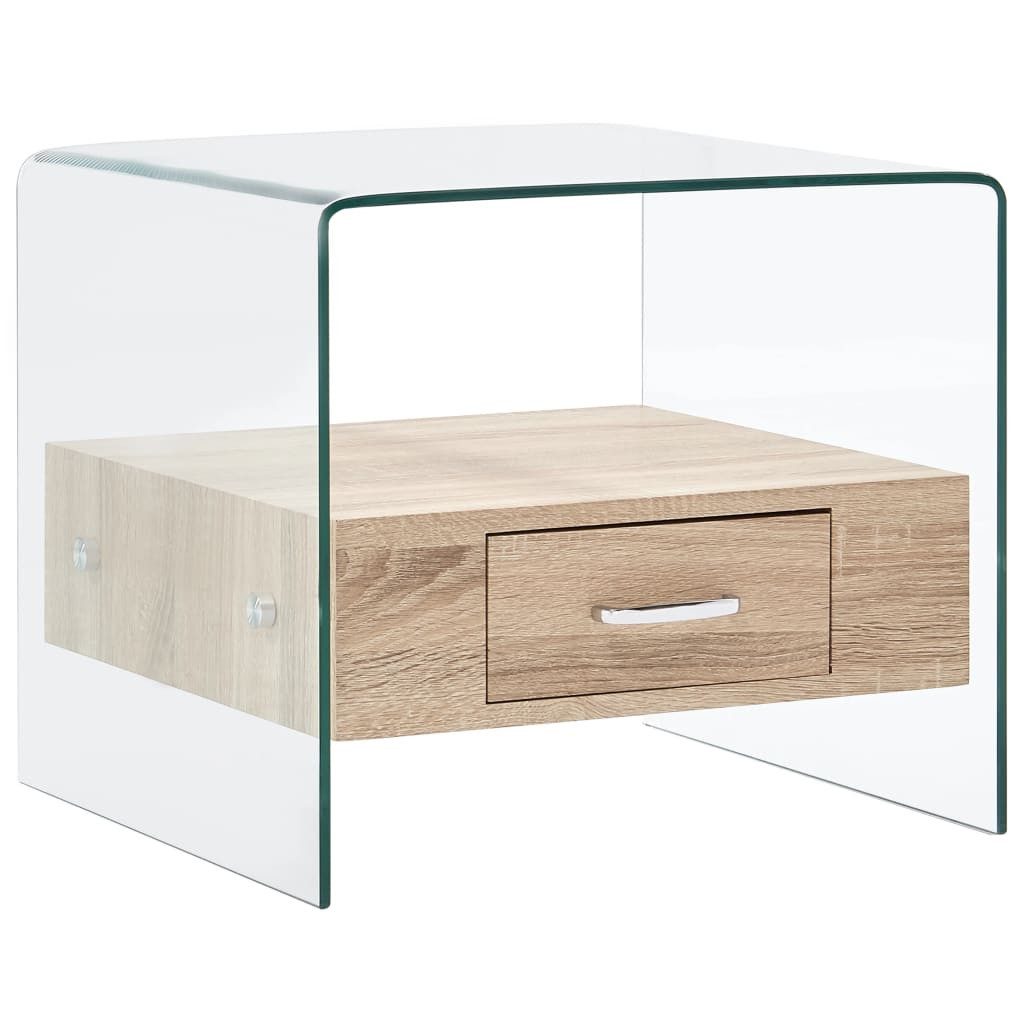 vidaXL Couchtisch Couchtisch mit Schublade 50x50x45 cm Hartglas