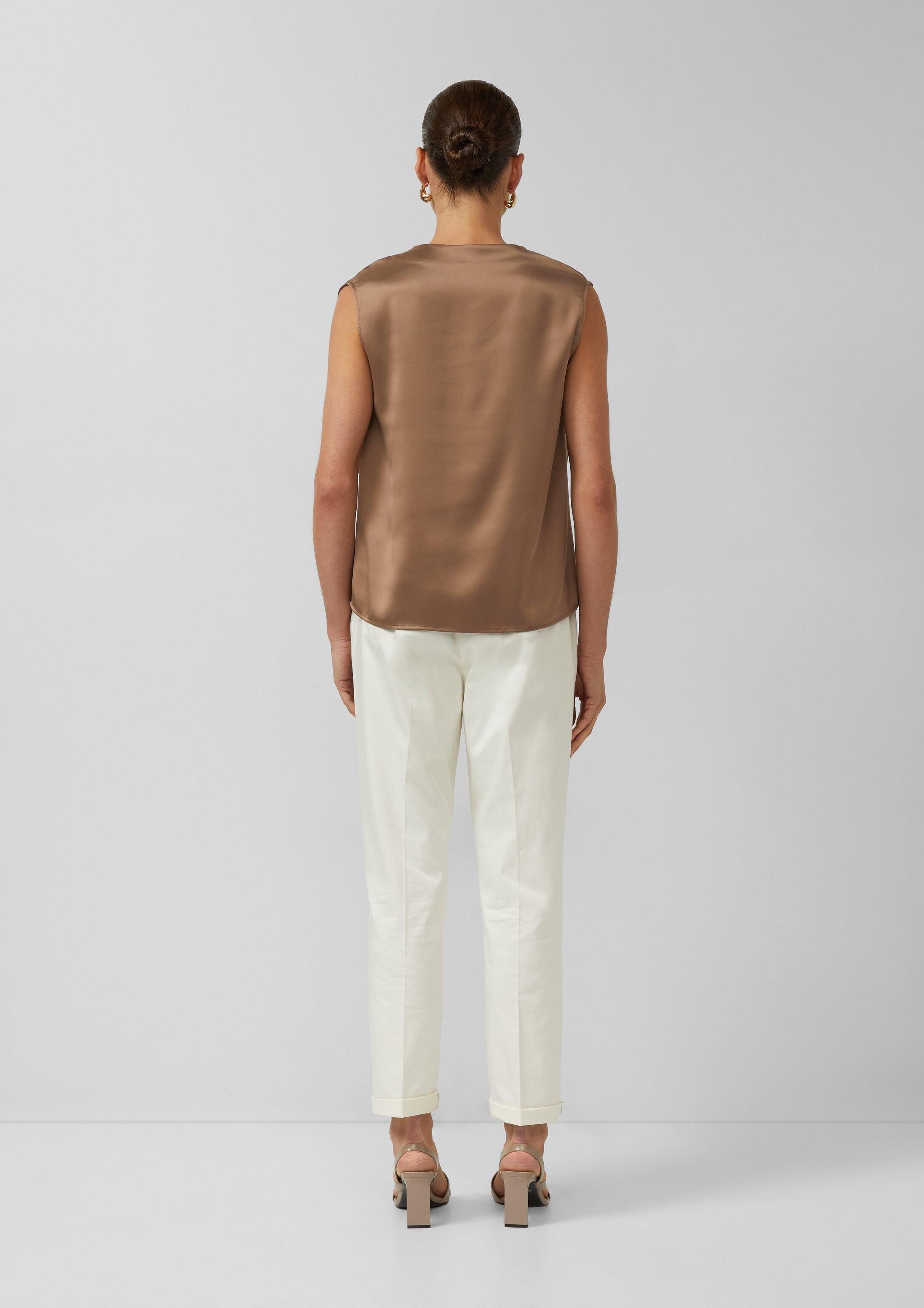 s.Oliver Blusentop Bluse Satin-Top mit Wasserfall-Ausschnitt