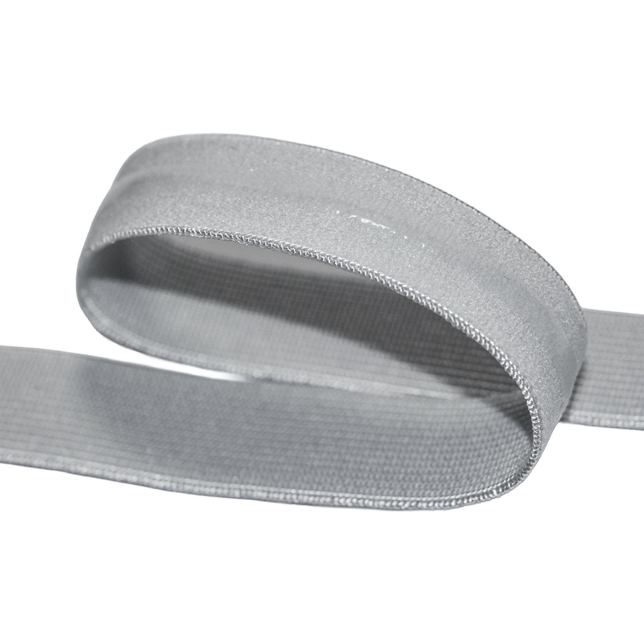 maDDma Gummiband Gummilitze mit Silikonstreifen 10mx10mm Gummiband elastisch rutschfest, hellgrau