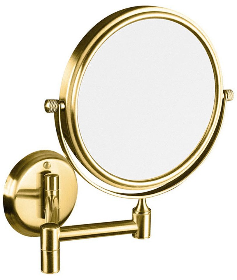 Sapho Kosmetikspiegel Kosmetikspiegel zum Aufhängen, Durch. 140mm, Doppelseitig, Gold, Sapho-XP012G