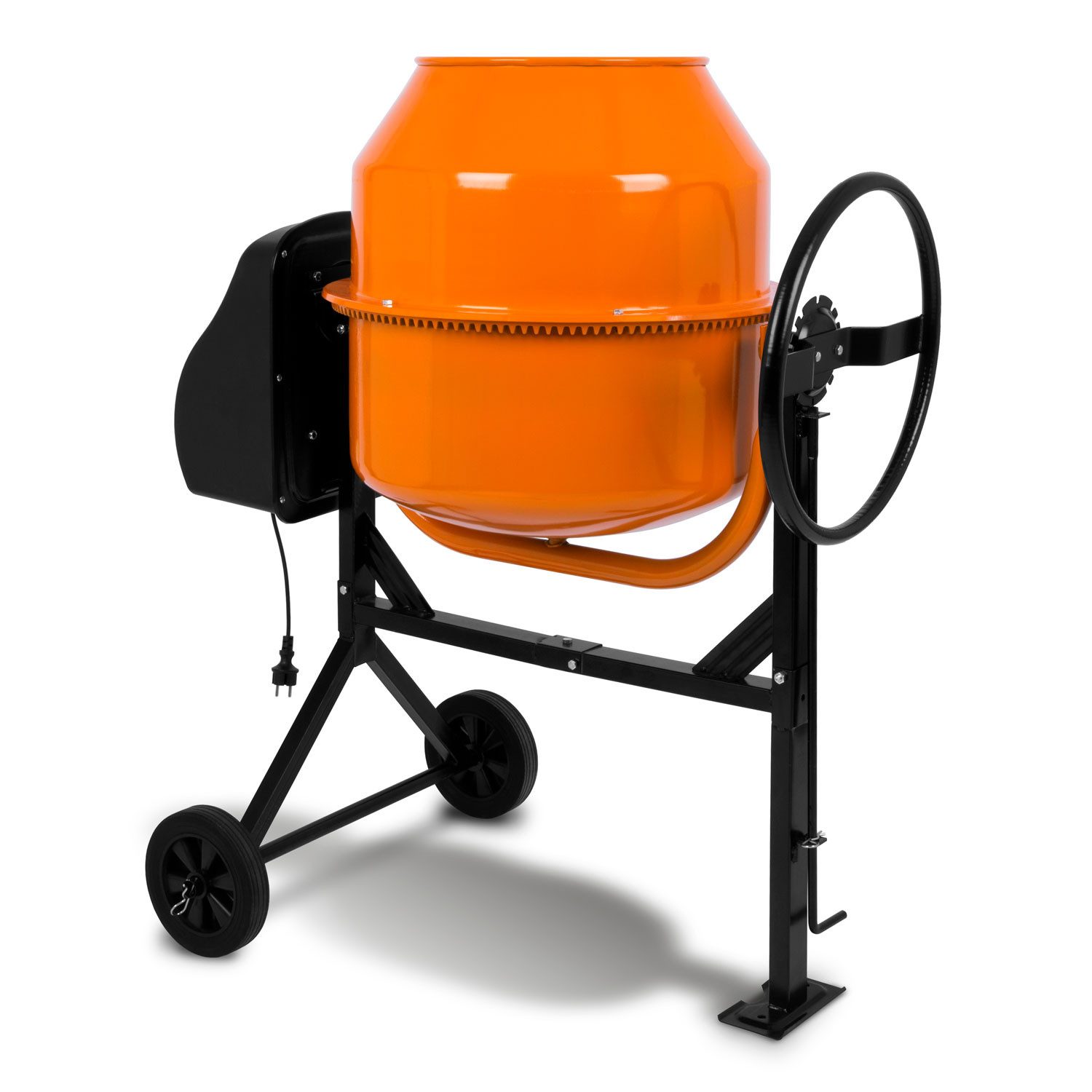 EBERTH Betonmischer 140L Elektrisch, 550W Motor, Gestell, Trommel und Zahnkranz aus Stahl, Zementmischer