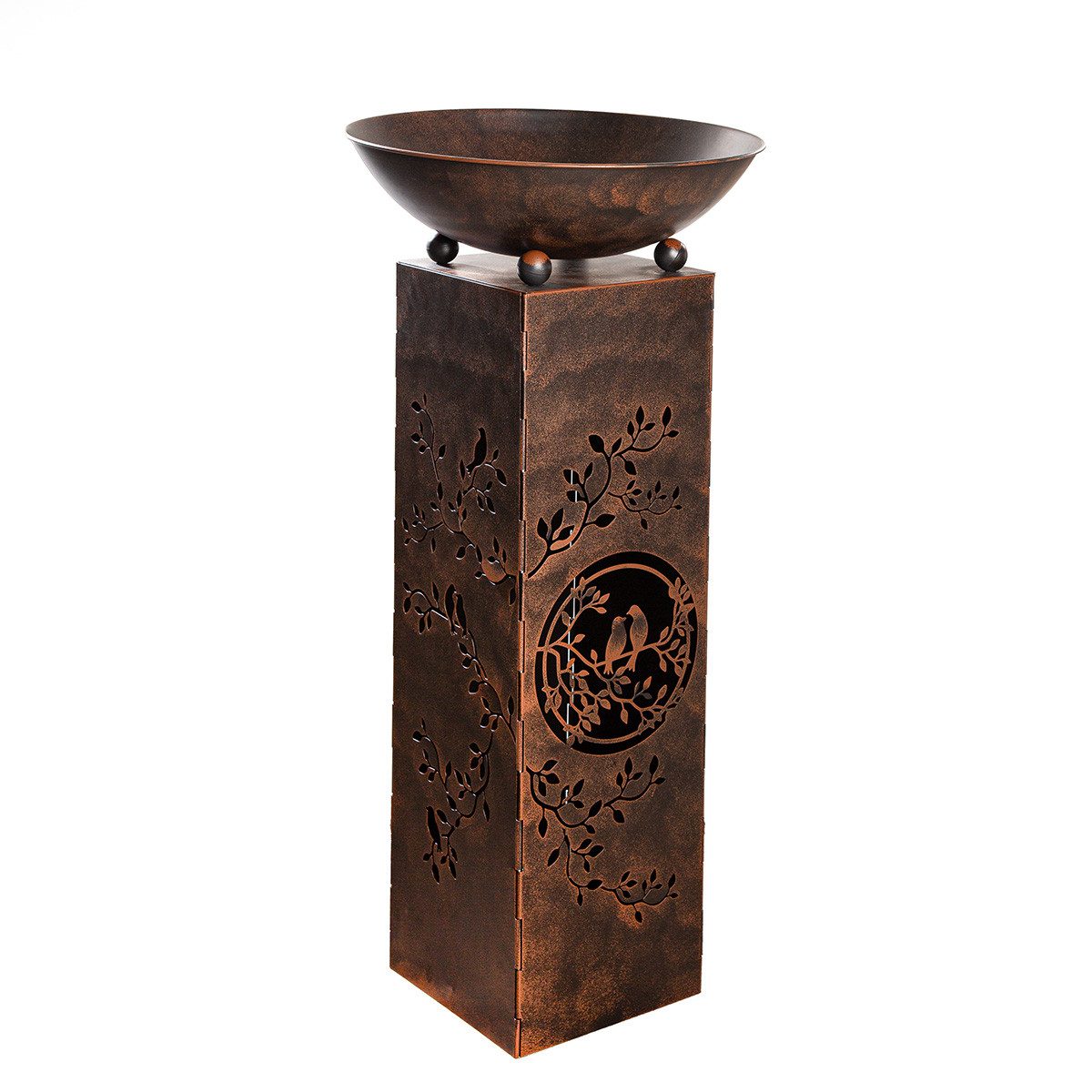 GILDE Dekoschale Metall Schalenständer Floravius Quader Braun 104cm (1 St)