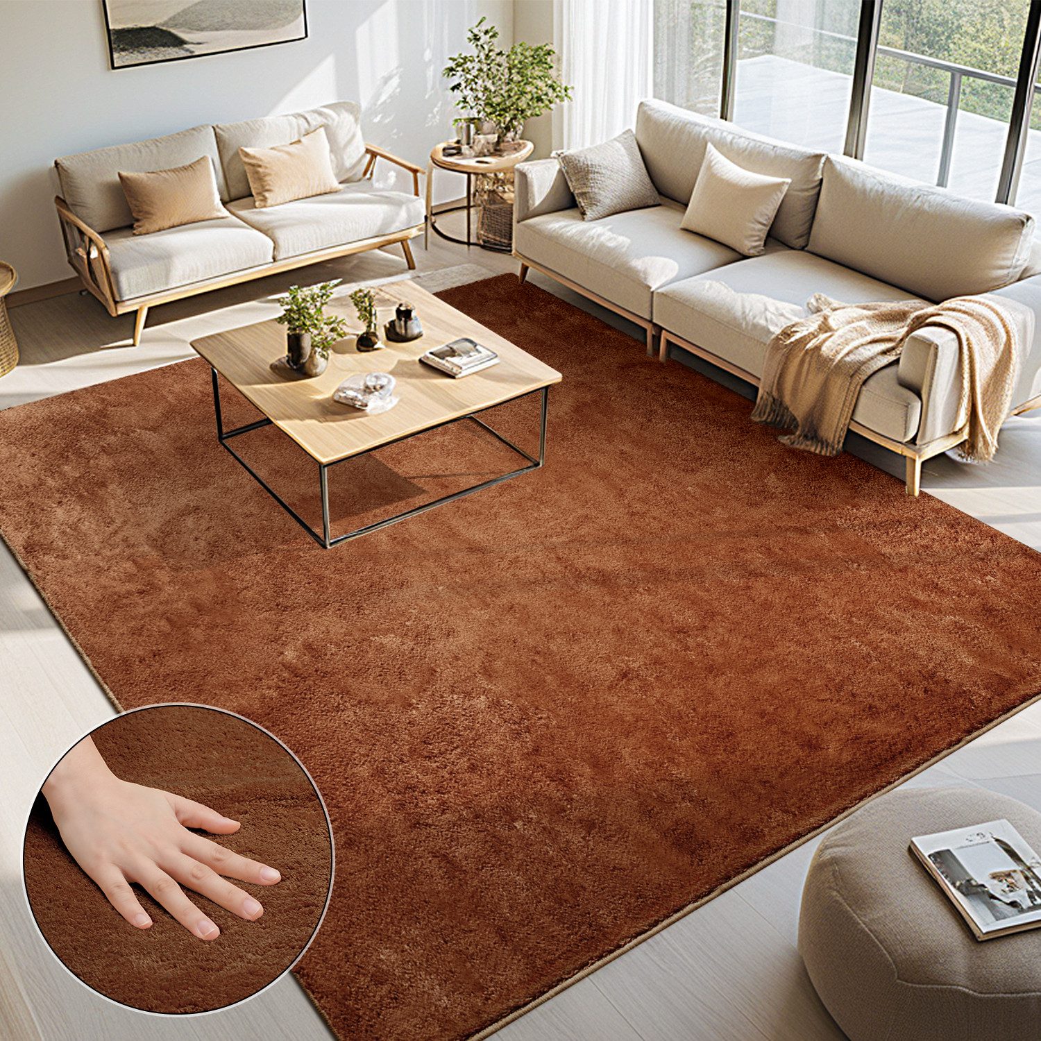 Simloveve Teppich Wohnzimmerteppich Einfarbiges Design, Rechteckig, günstig online kaufen