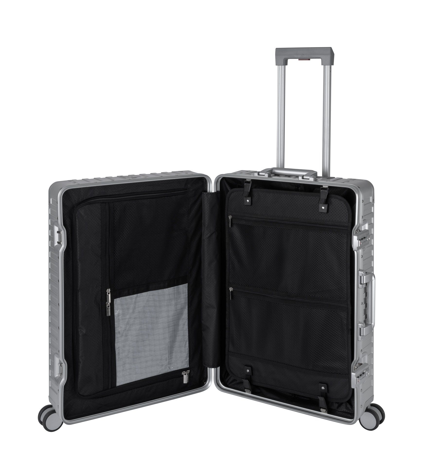 Travelhouse Hartschalen-Trolley Tokyo, 4 Zahlenschloss Aluminium TSA silber Aluminium-Rahmen Rollen, Hartschale